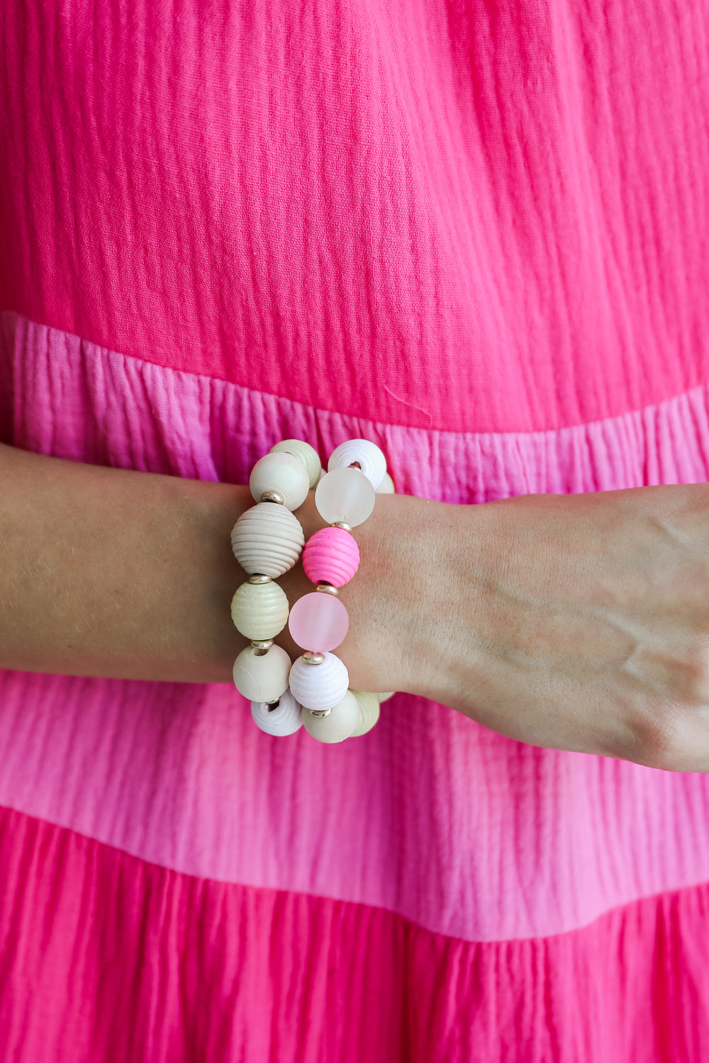 Hannah Pink Beaded Bracelet Set