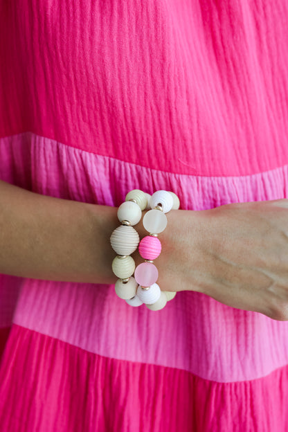 Hannah Pink Beaded Bracelet Set