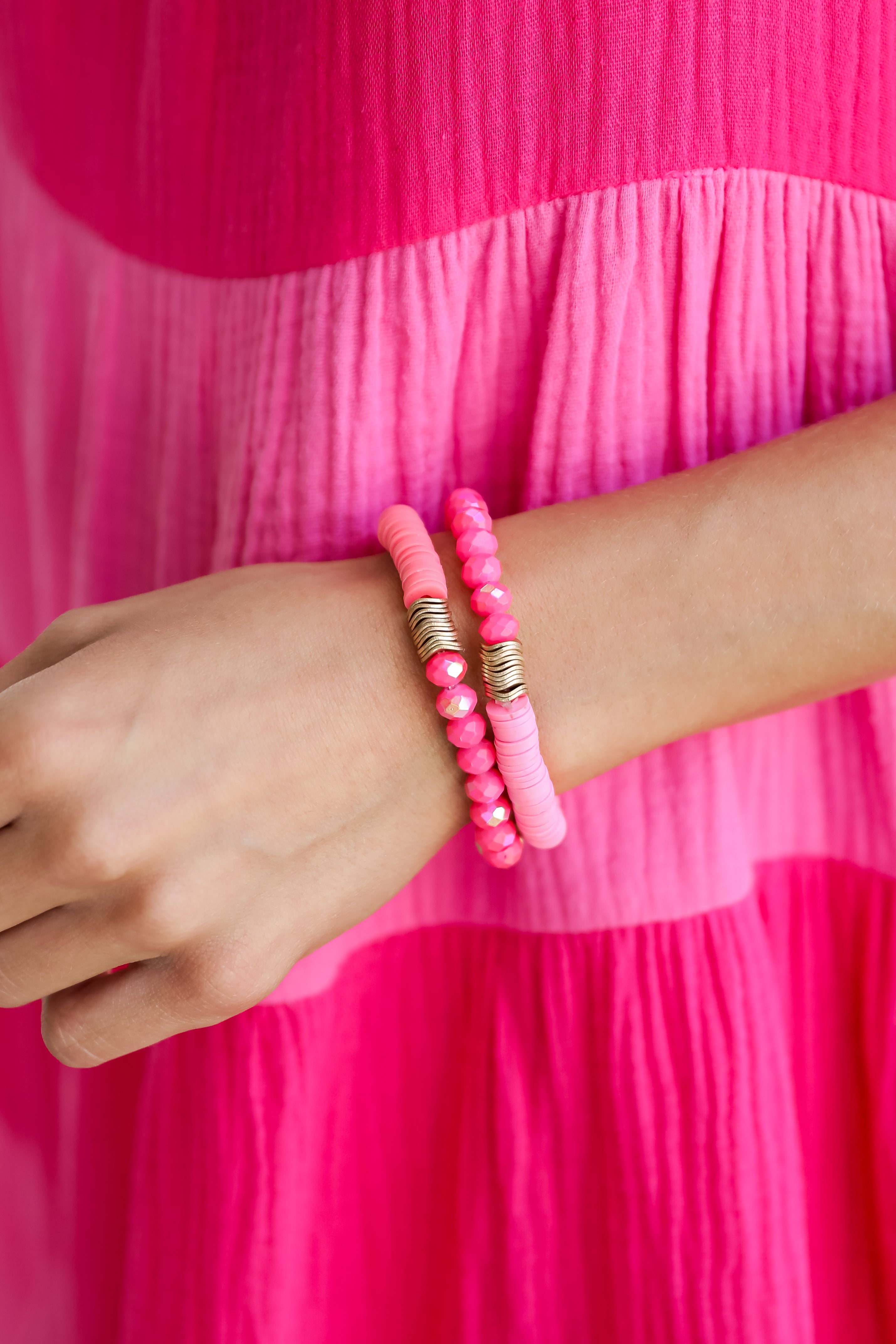 Zoey Hot Pink Beaded Bracelet Set