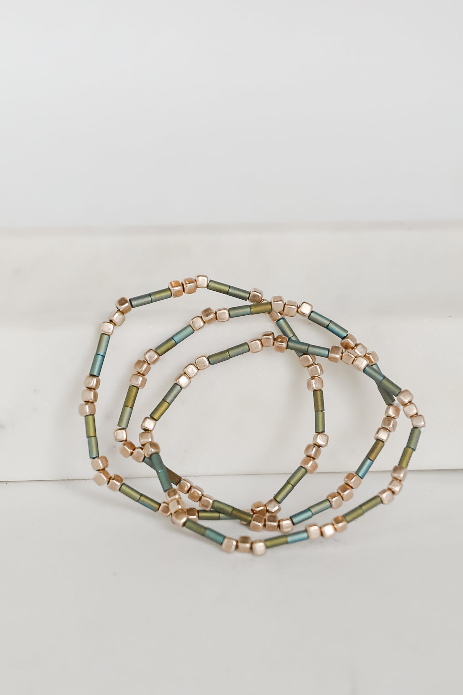 Hannah Green Beaded Bracelet Set