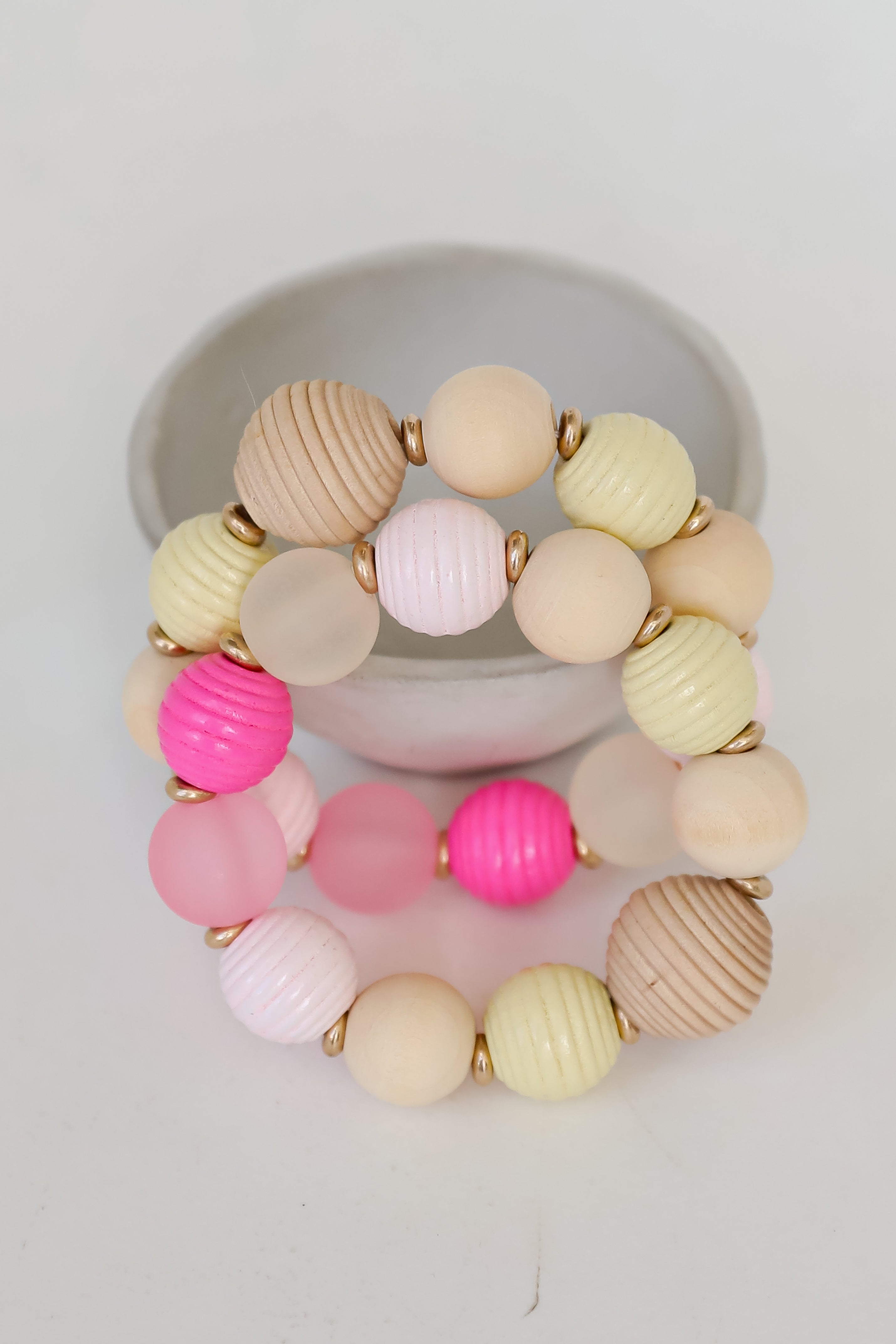 Hannah Pink Beaded Bracelet Set