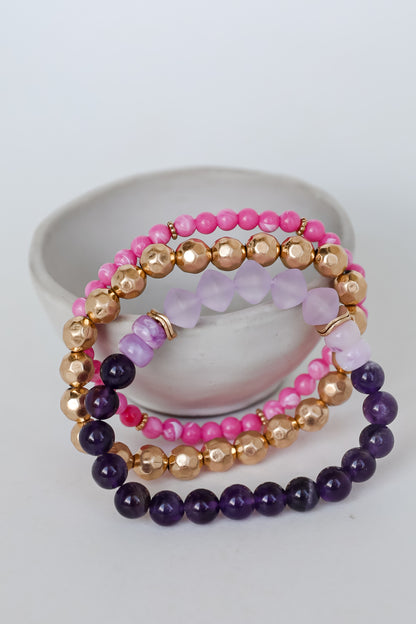 Eloise Purple Beaded Bracelet Set