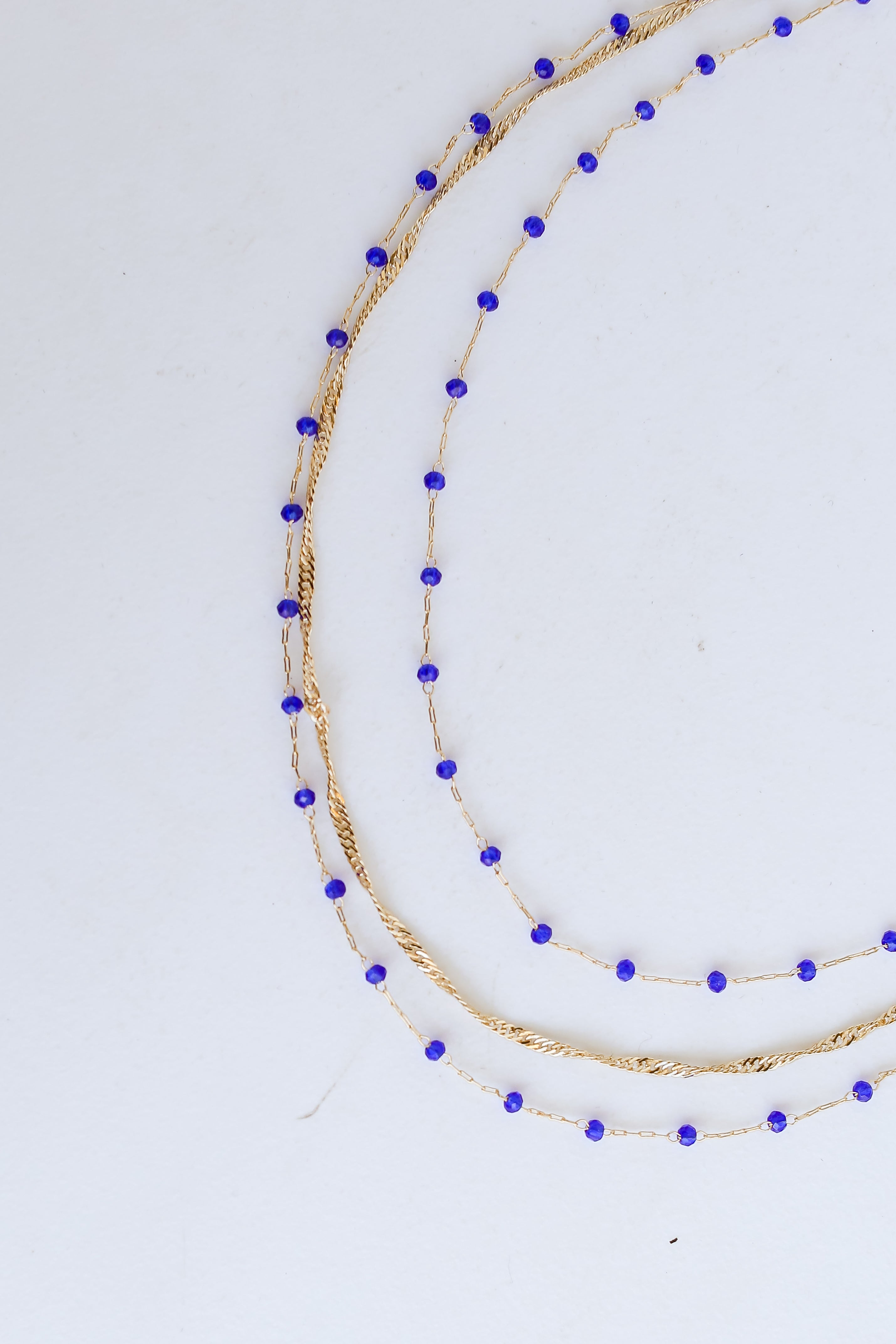 blue Beaded Layered Necklace