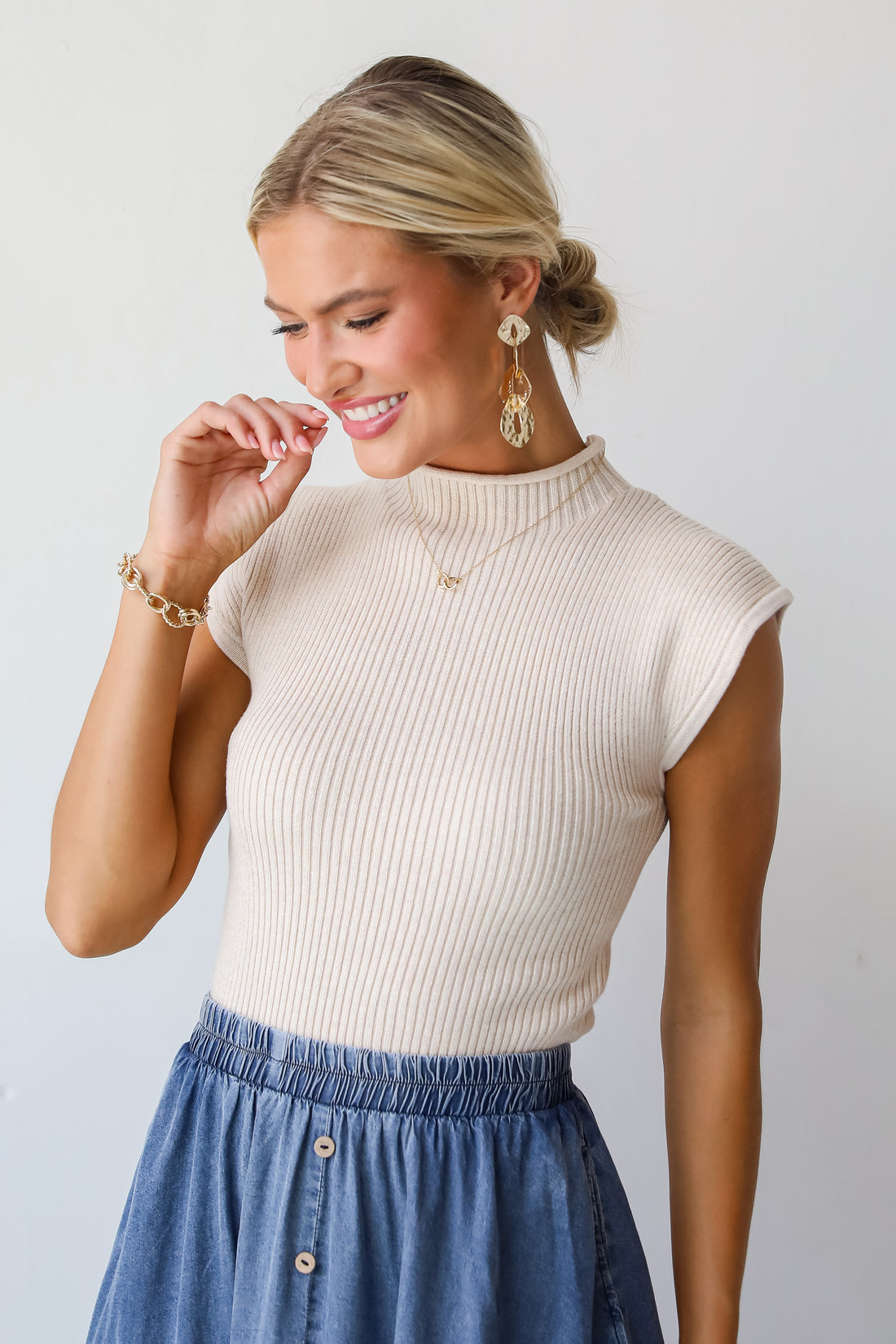 Seasonal Grace Beige Sweater Top