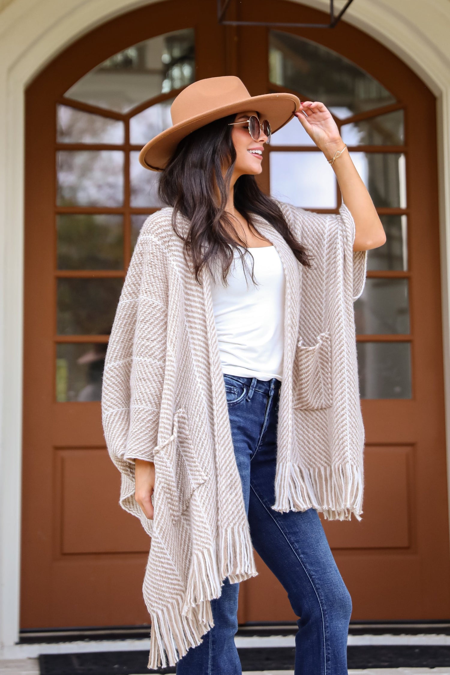 Care For You Beige Fringe Shawl