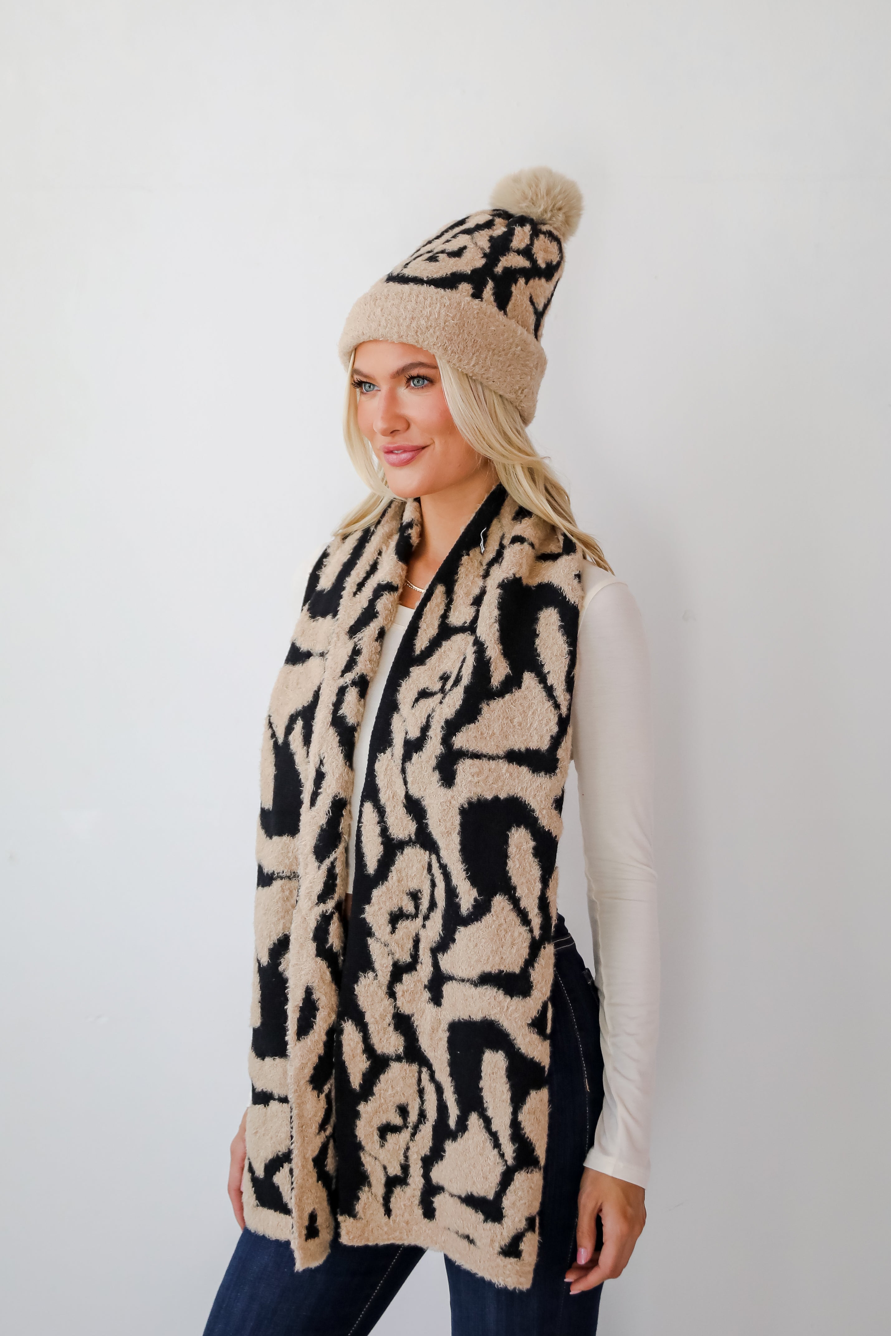 Fierce And Cozy Beige Leopard Scarf