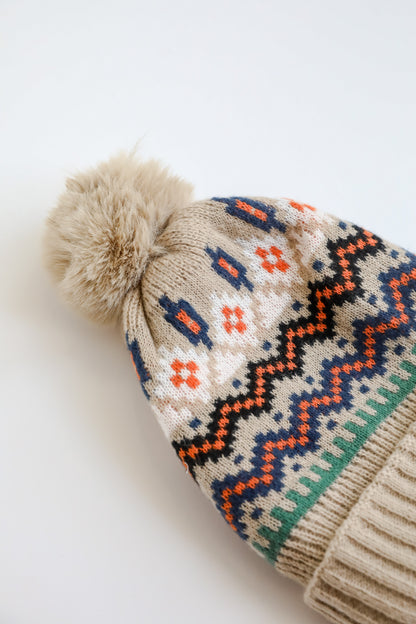 Deluxe Coziness Beige Pom Pom Beanie