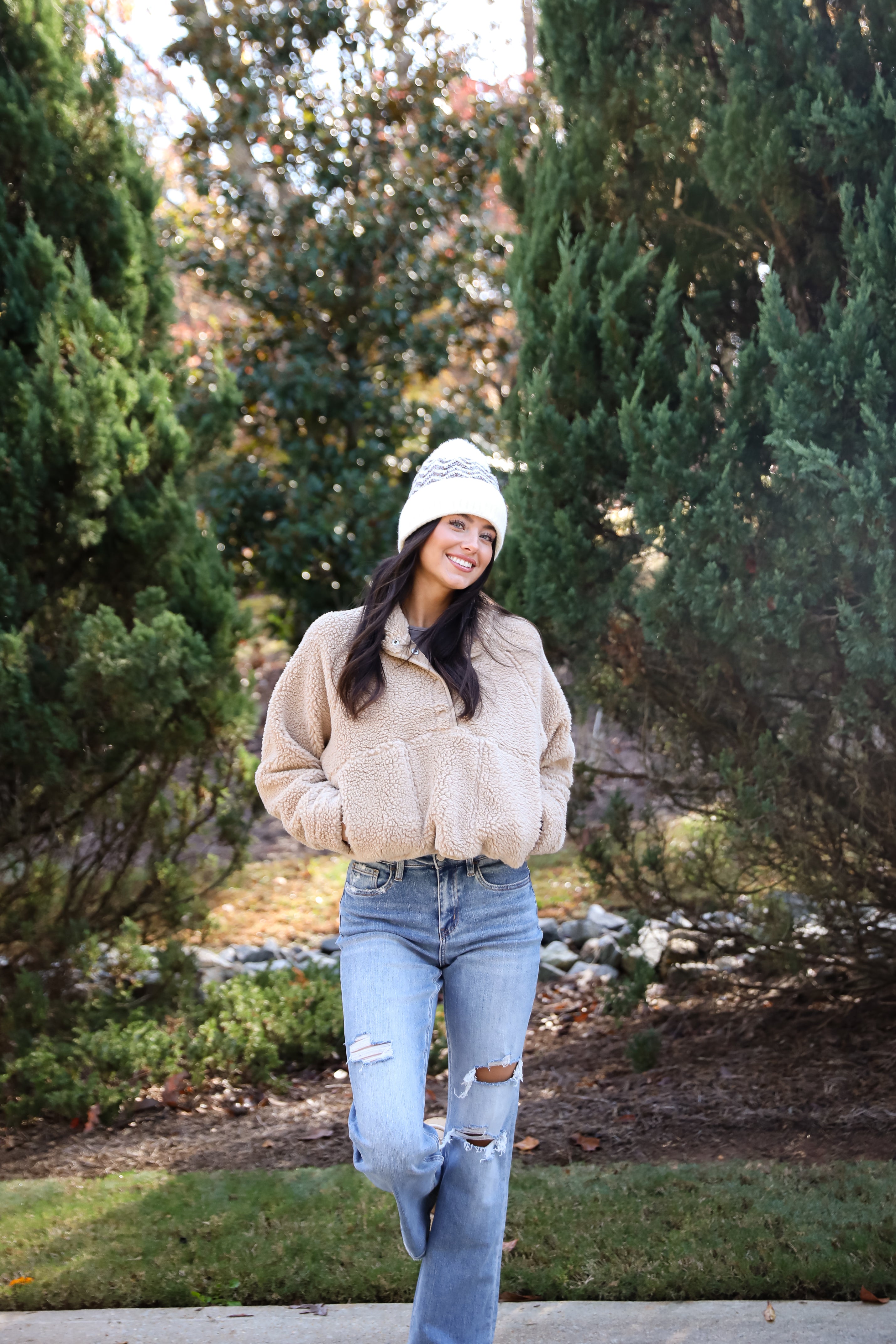 Hit The Slopes Beige Sherpa Pullover