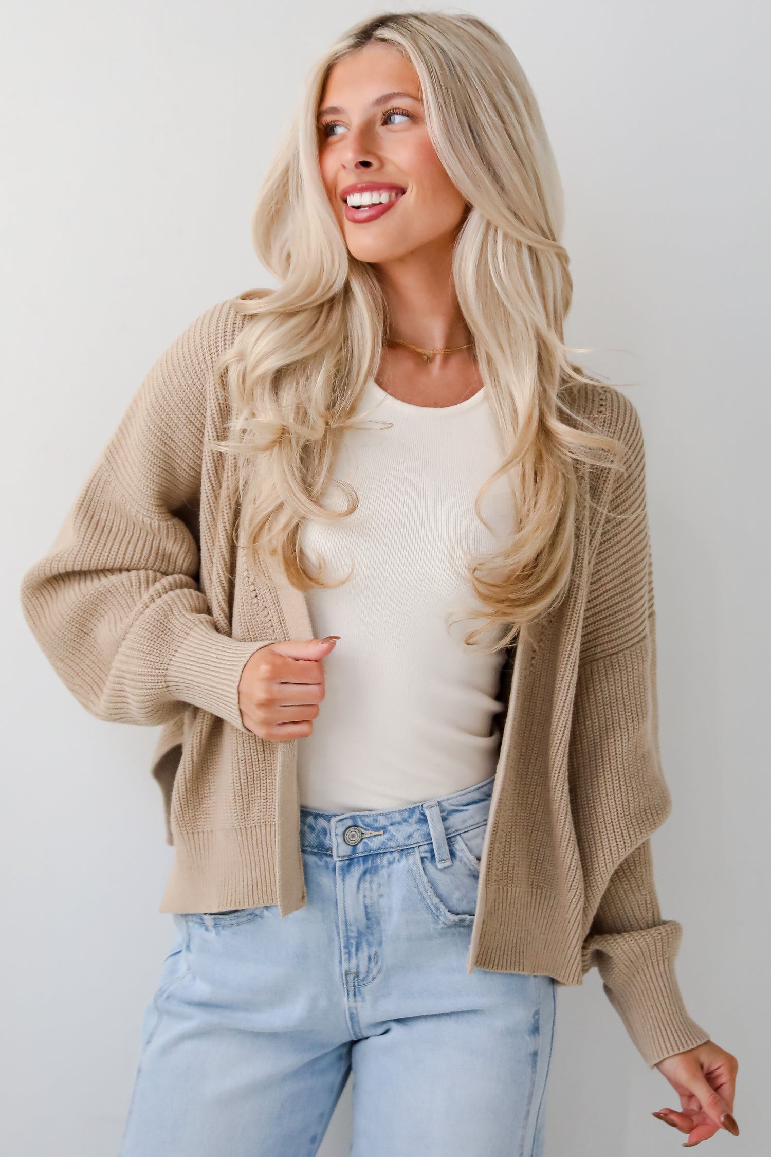 Completely Cozy Beige Sweater Cardigan