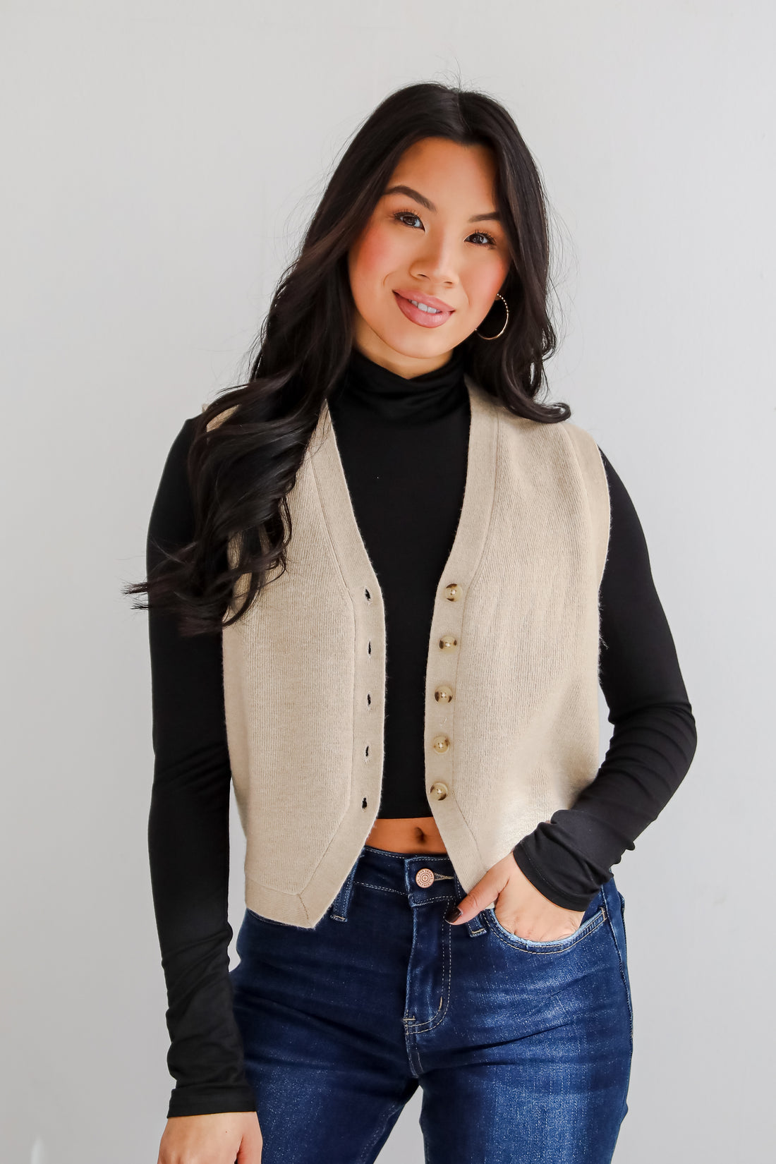 Snuggly Sweetness Beige Sweater Vest