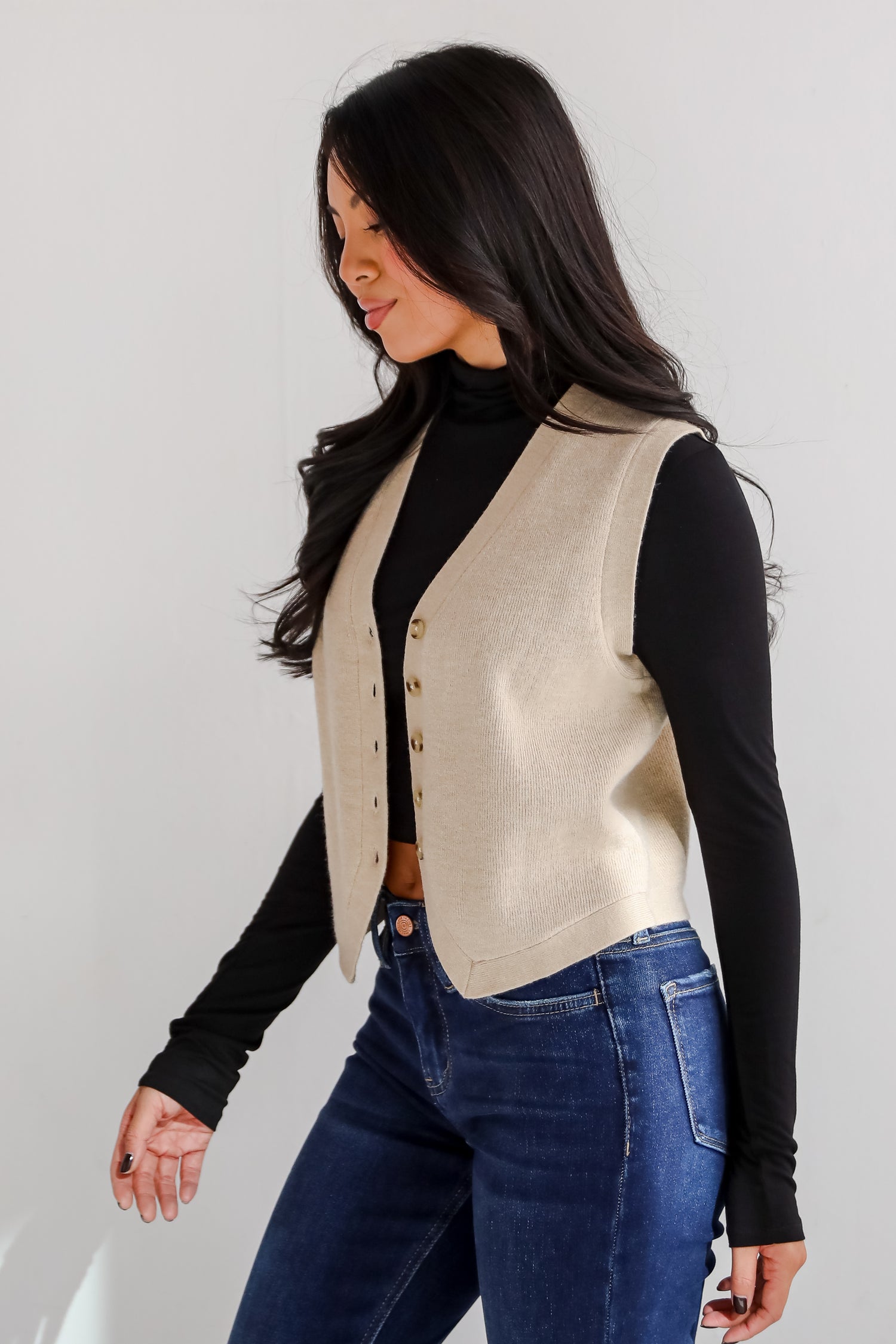 Snuggly Sweetness Beige Sweater Vest