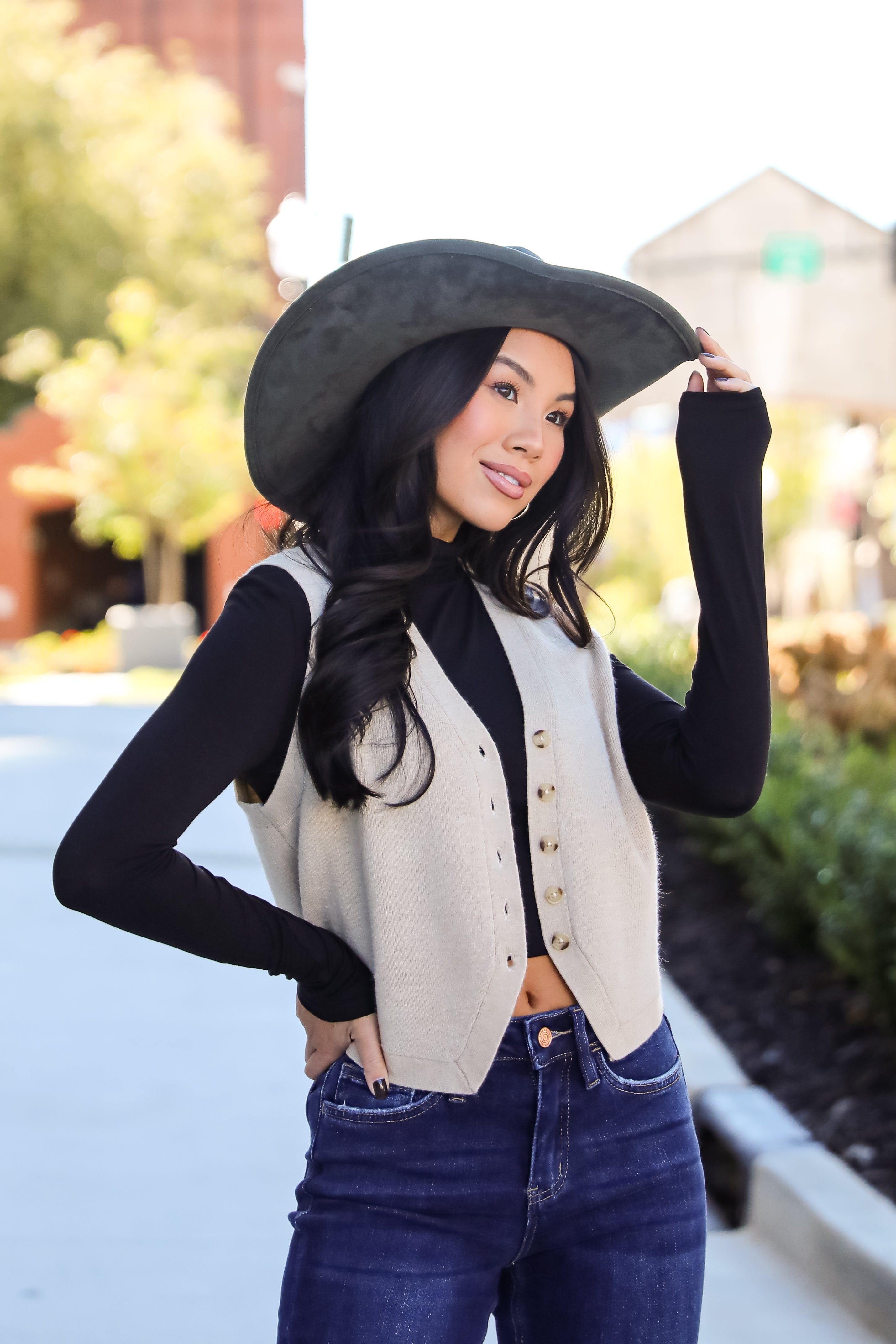 Snuggly Sweetness Beige Sweater Vest