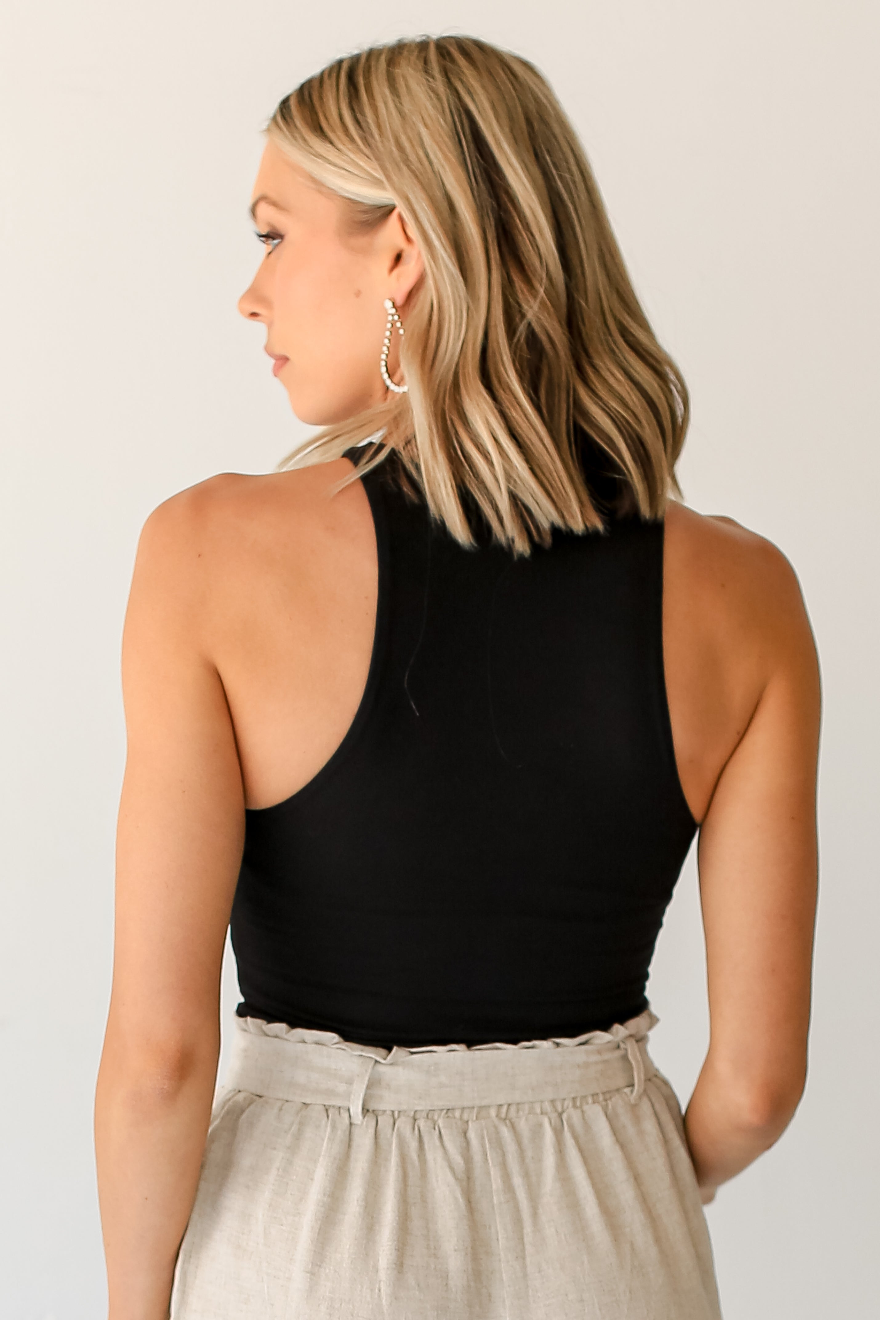 black basic High Neck Tank back view