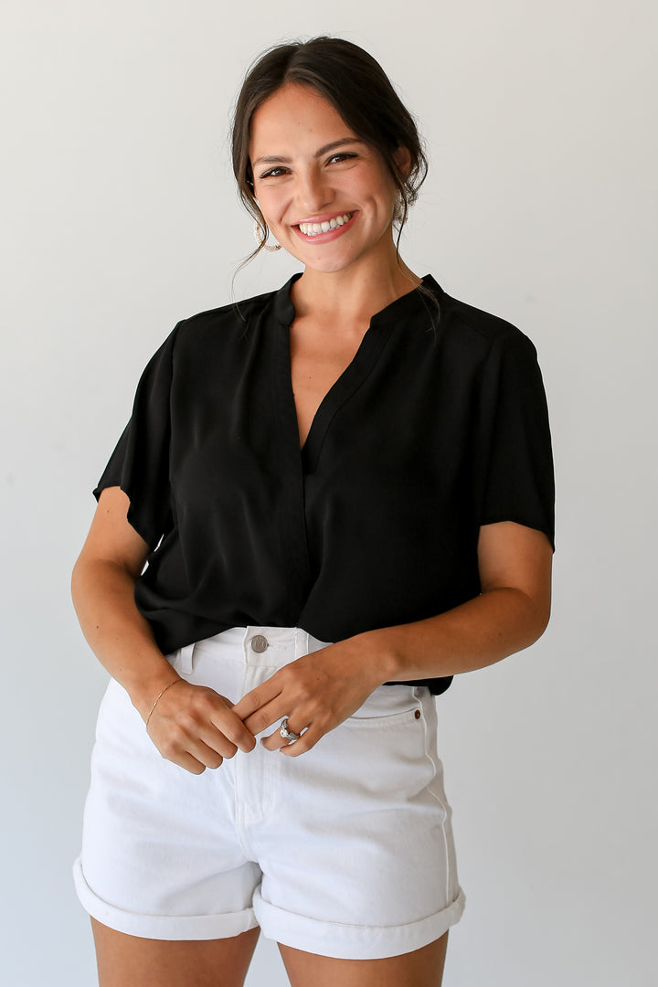 black Blouse front view