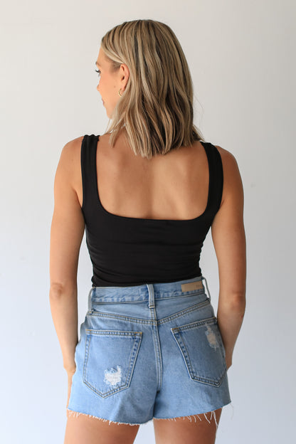 black Square Neck Tank back view