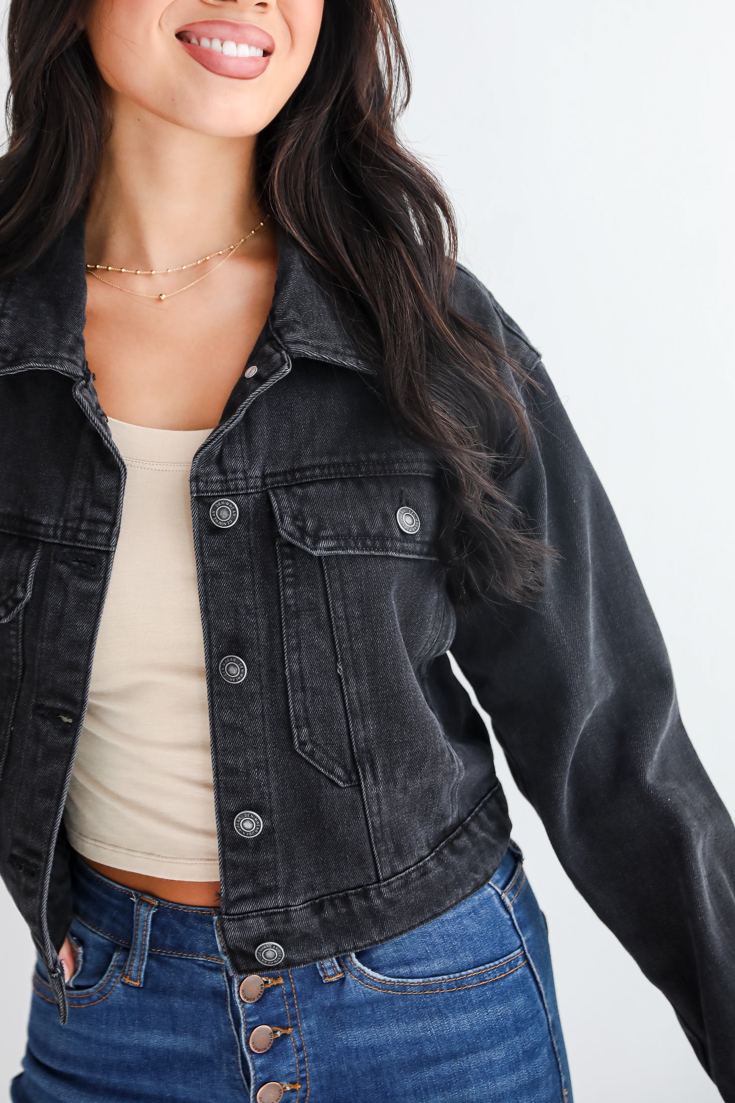 Stylish Staple Black Cropped Denim Jacket