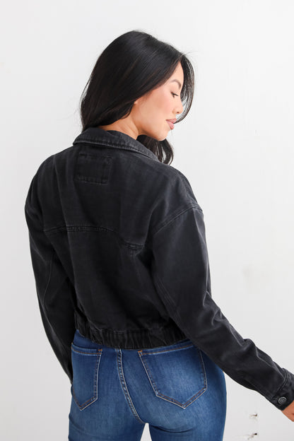 Stylish Staple Black Cropped Denim Jacket