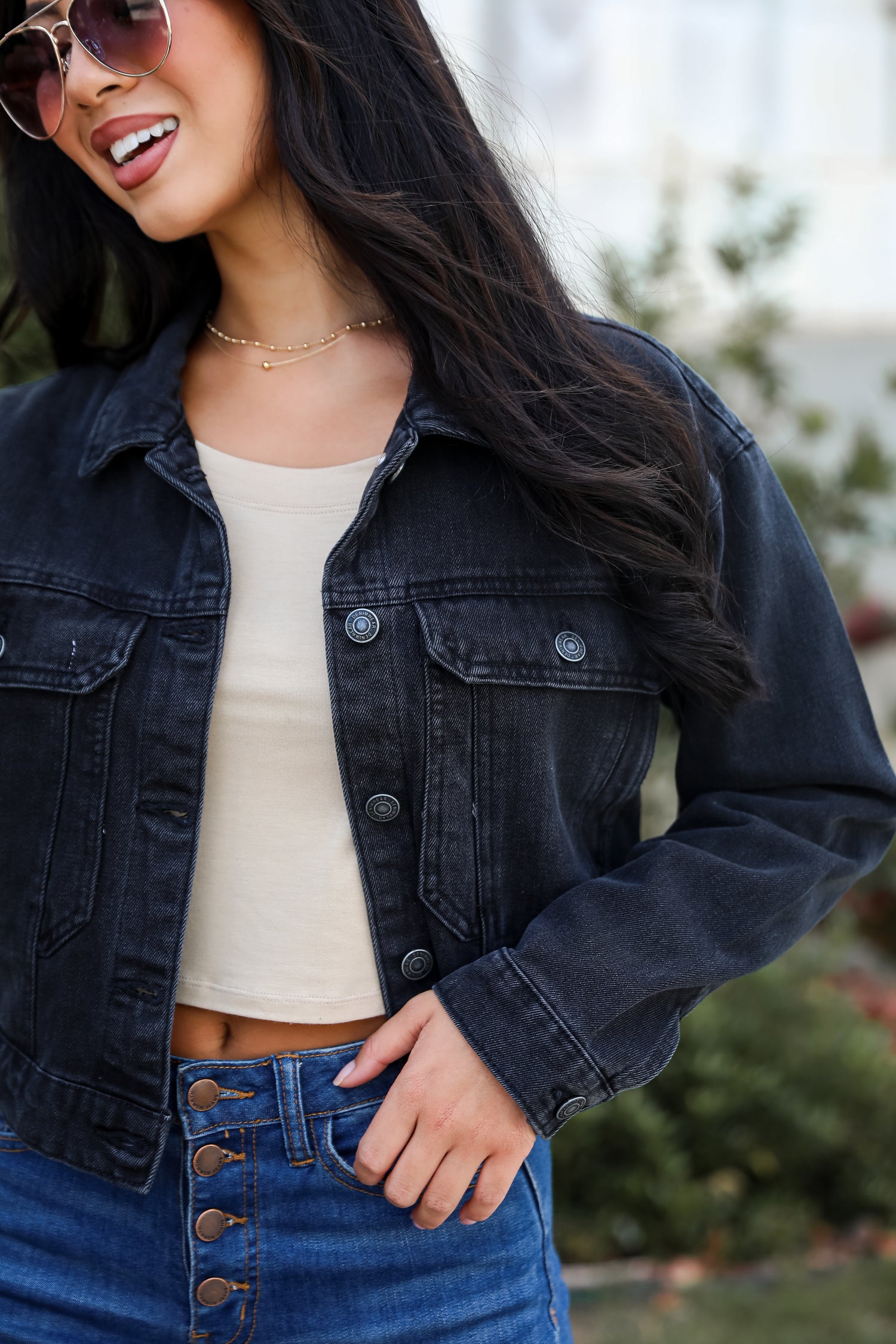 Stylish Staple Black Cropped Denim Jacket