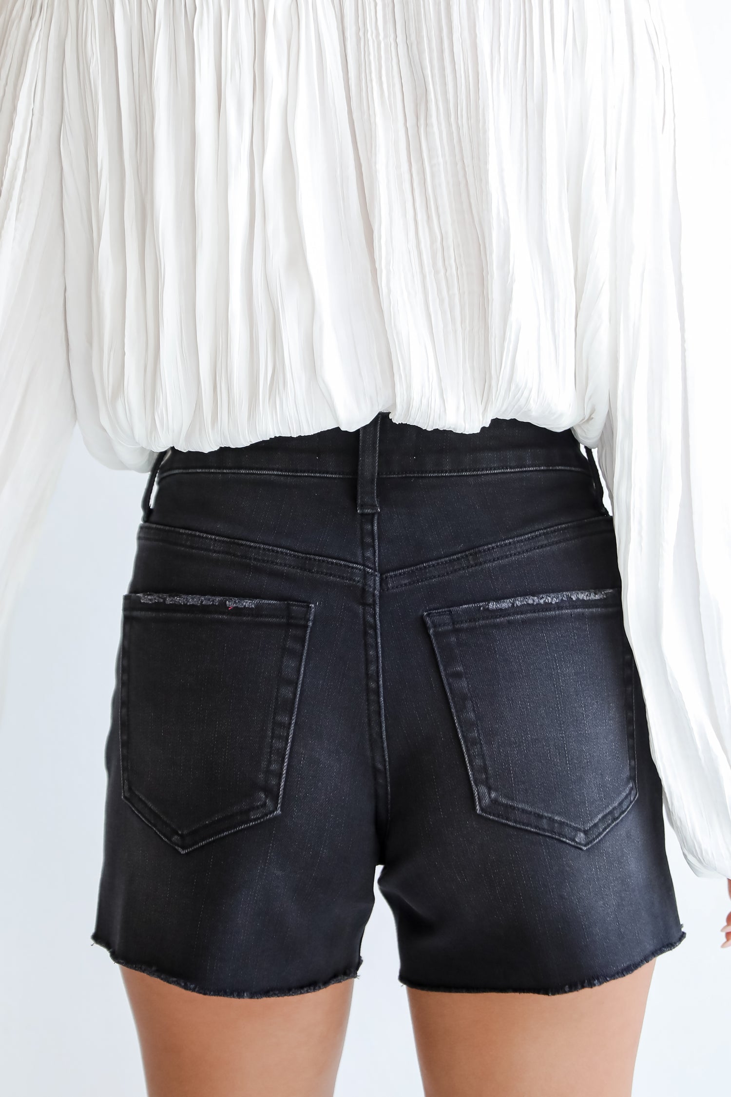 Black High-Rise Denim Shorts