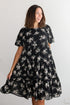 Perfectly Cherished Black Floral Tiered Midi Dress