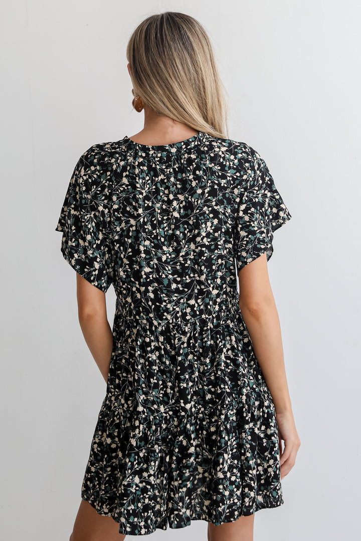 Enchanting Energy Black Floral Mini Dress