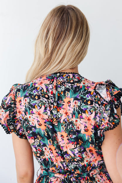 Black Tiered Floral Mini Dressbackview