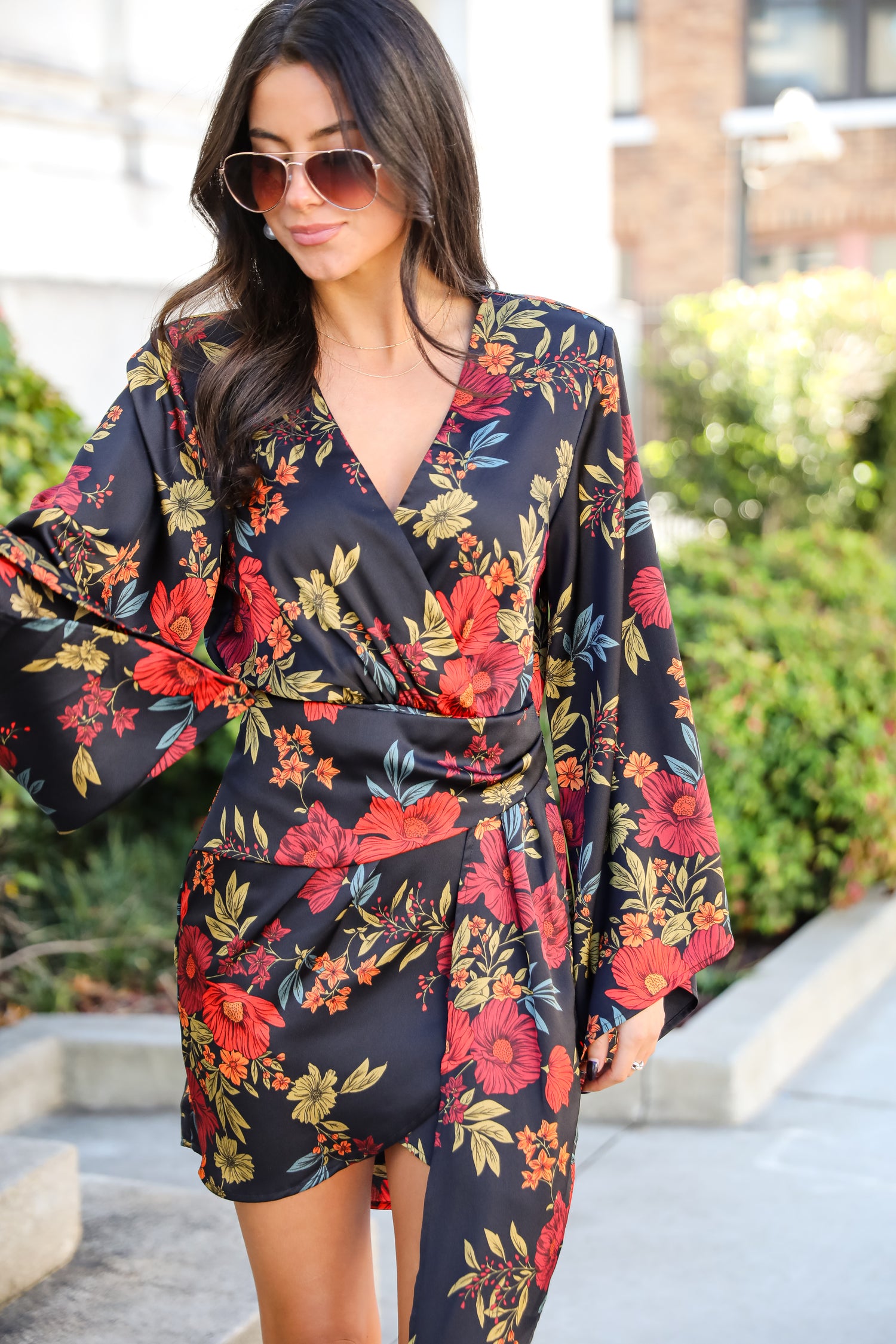 Luxurious Statement Black Floral Mini Dress