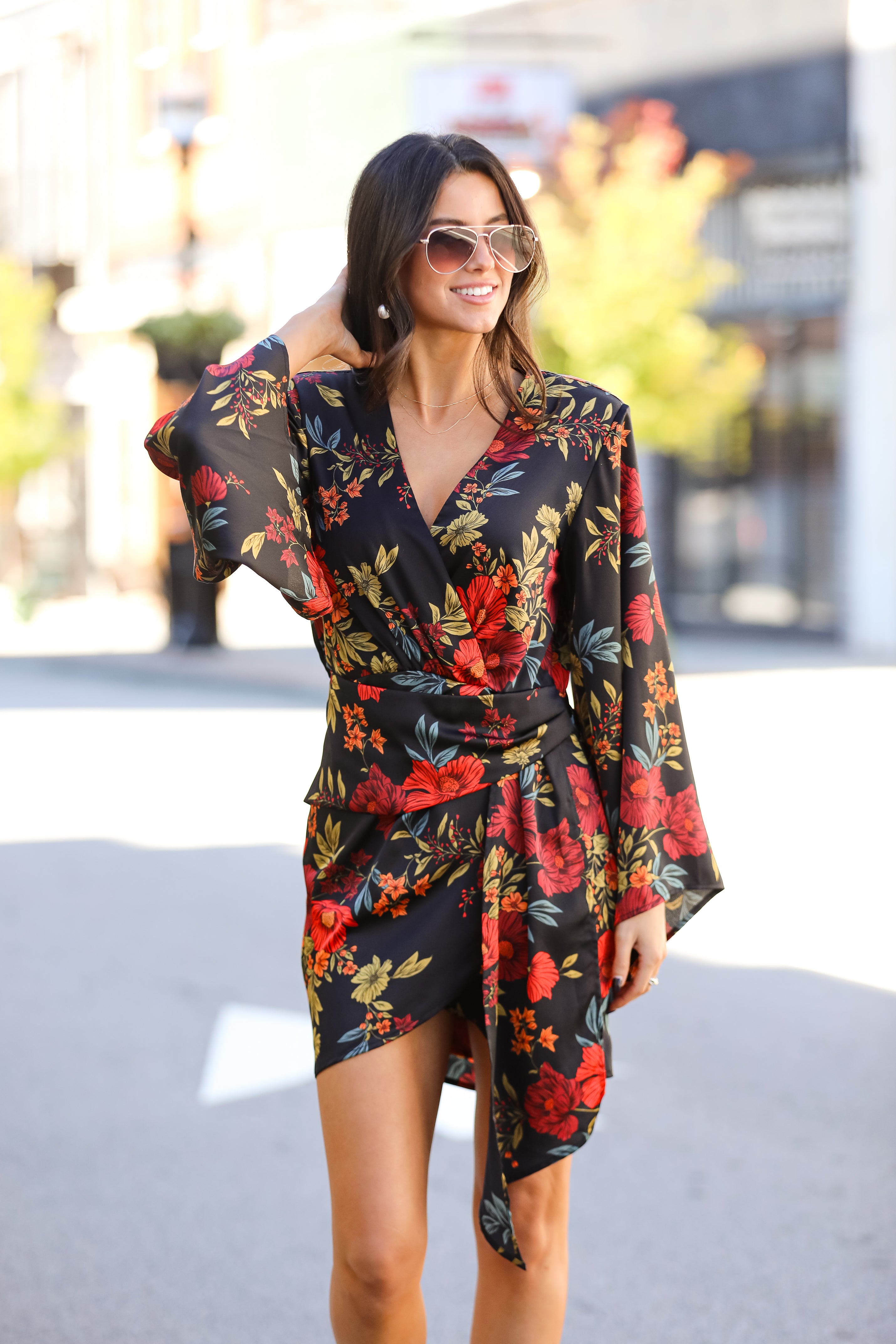 Luxurious Statement Black Floral Mini Dress