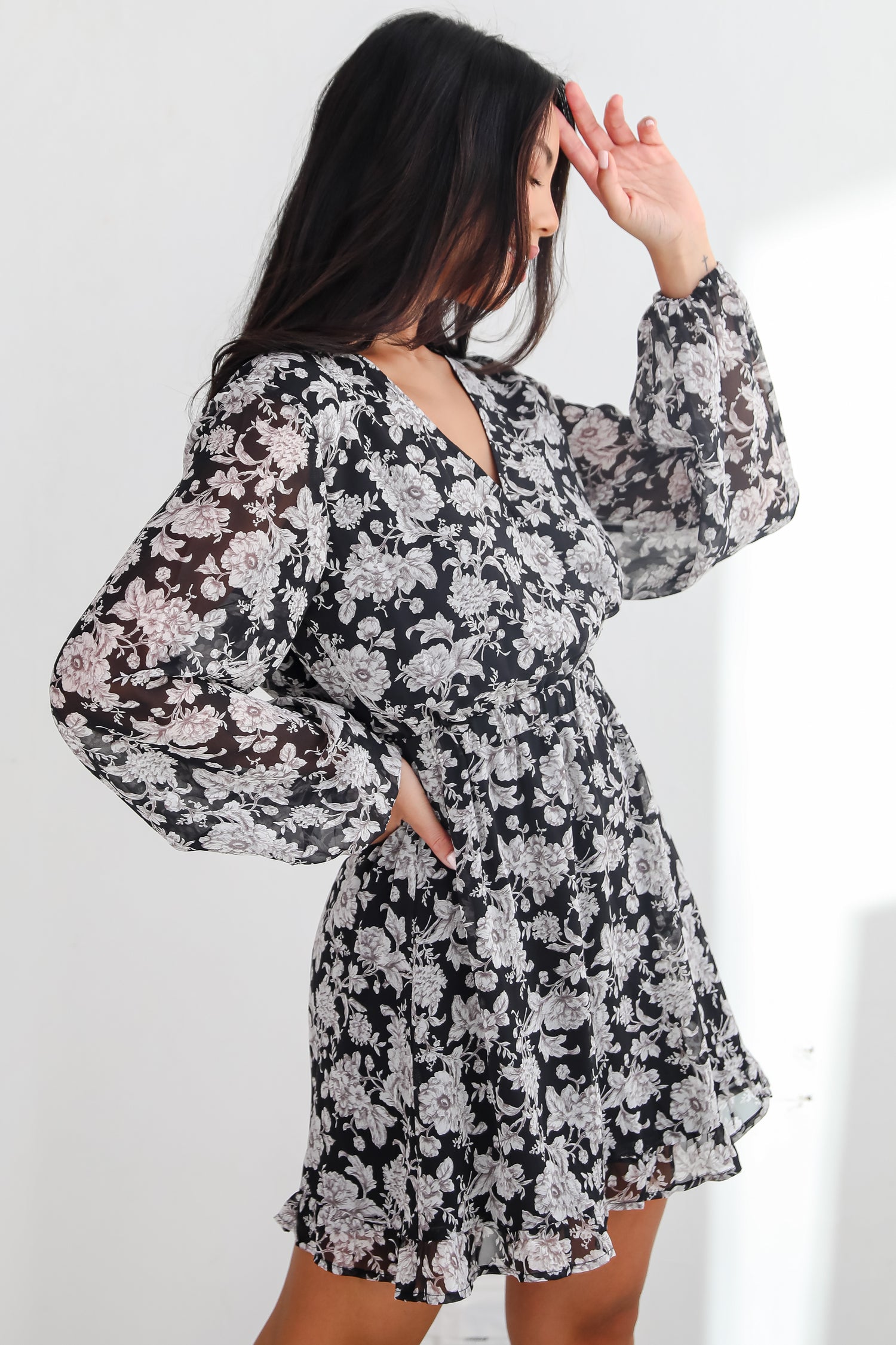 Romance In The Making Black Floral Mini Dress