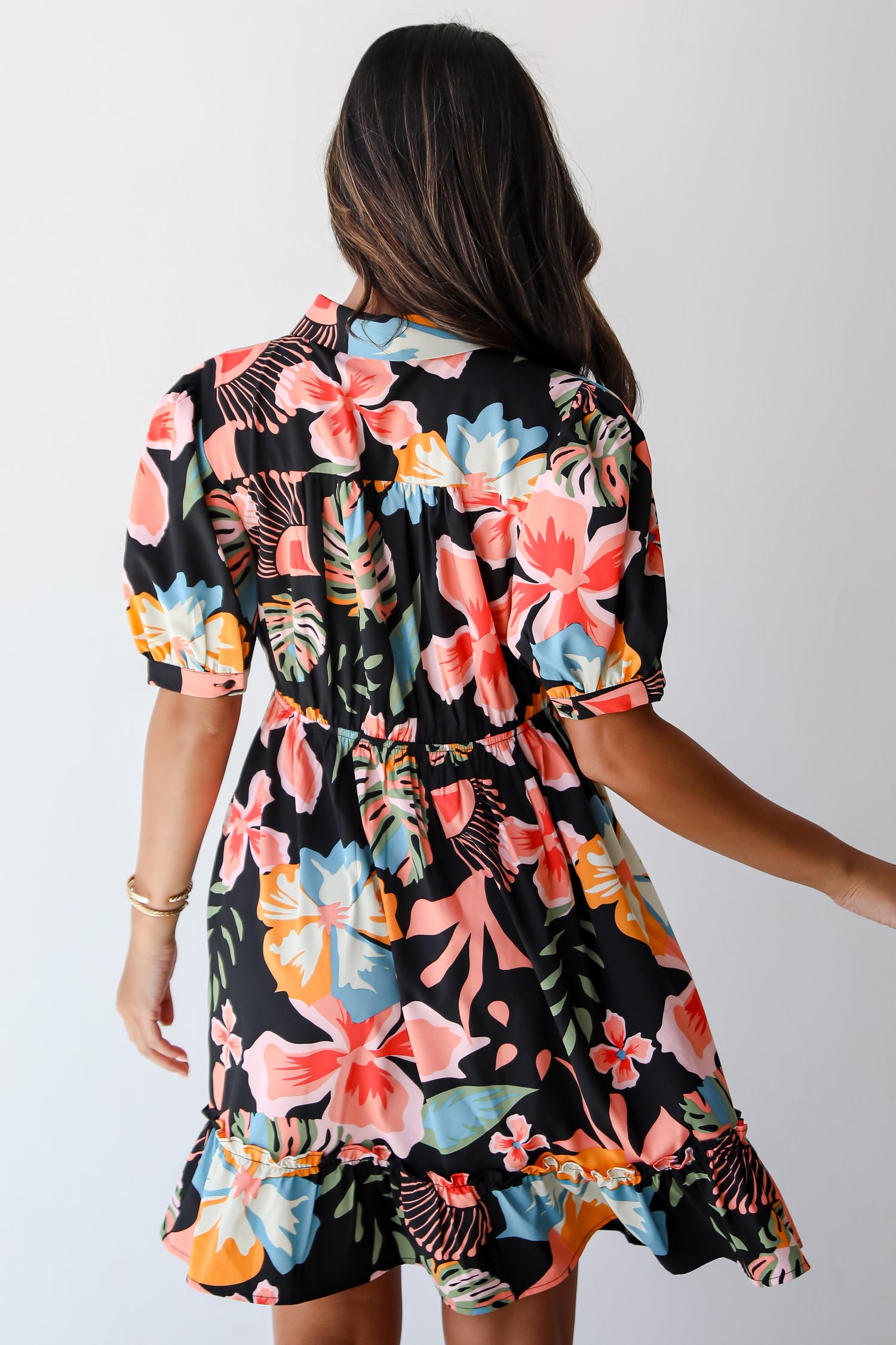 Decidedly Beloved Black Floral Mini Dress