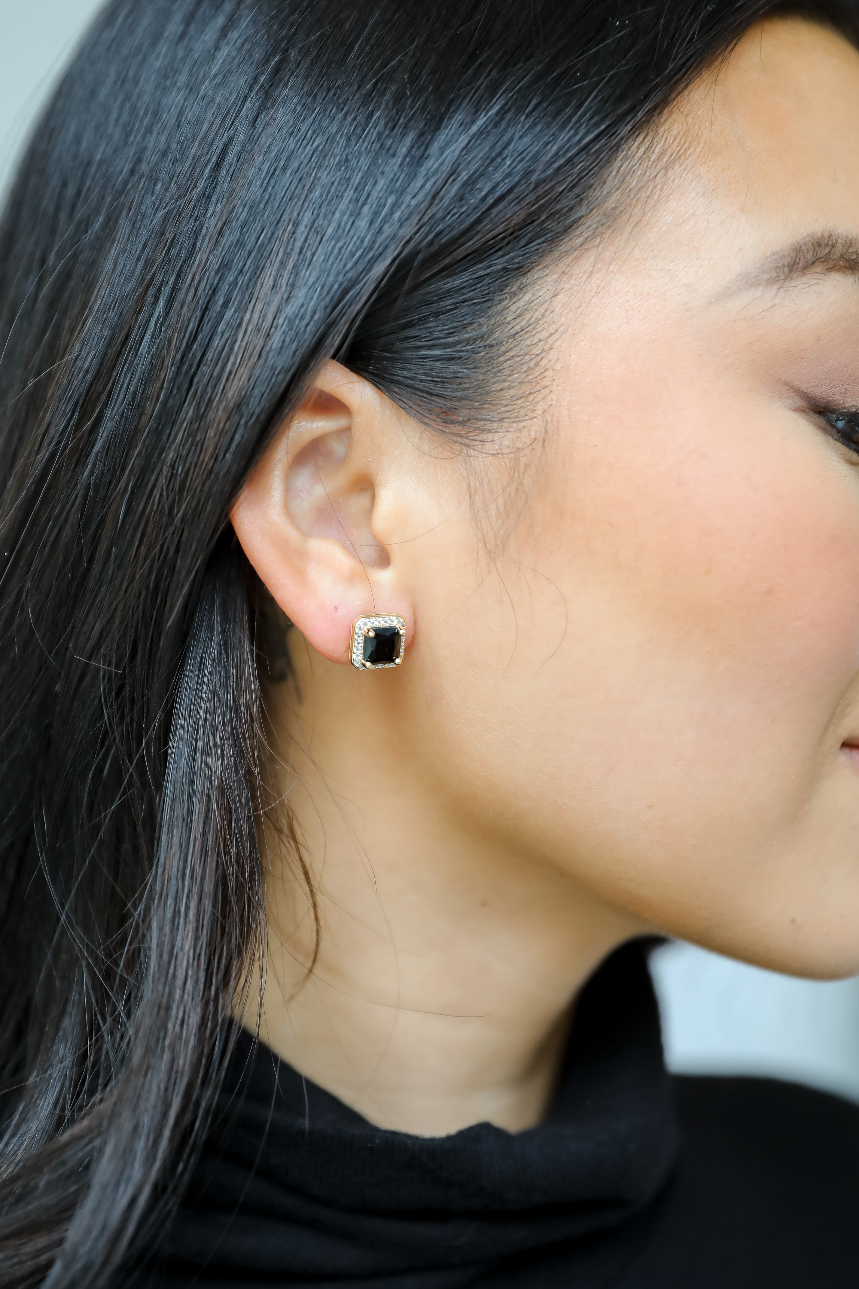 Sutton Black Gemstone Stud Earrings