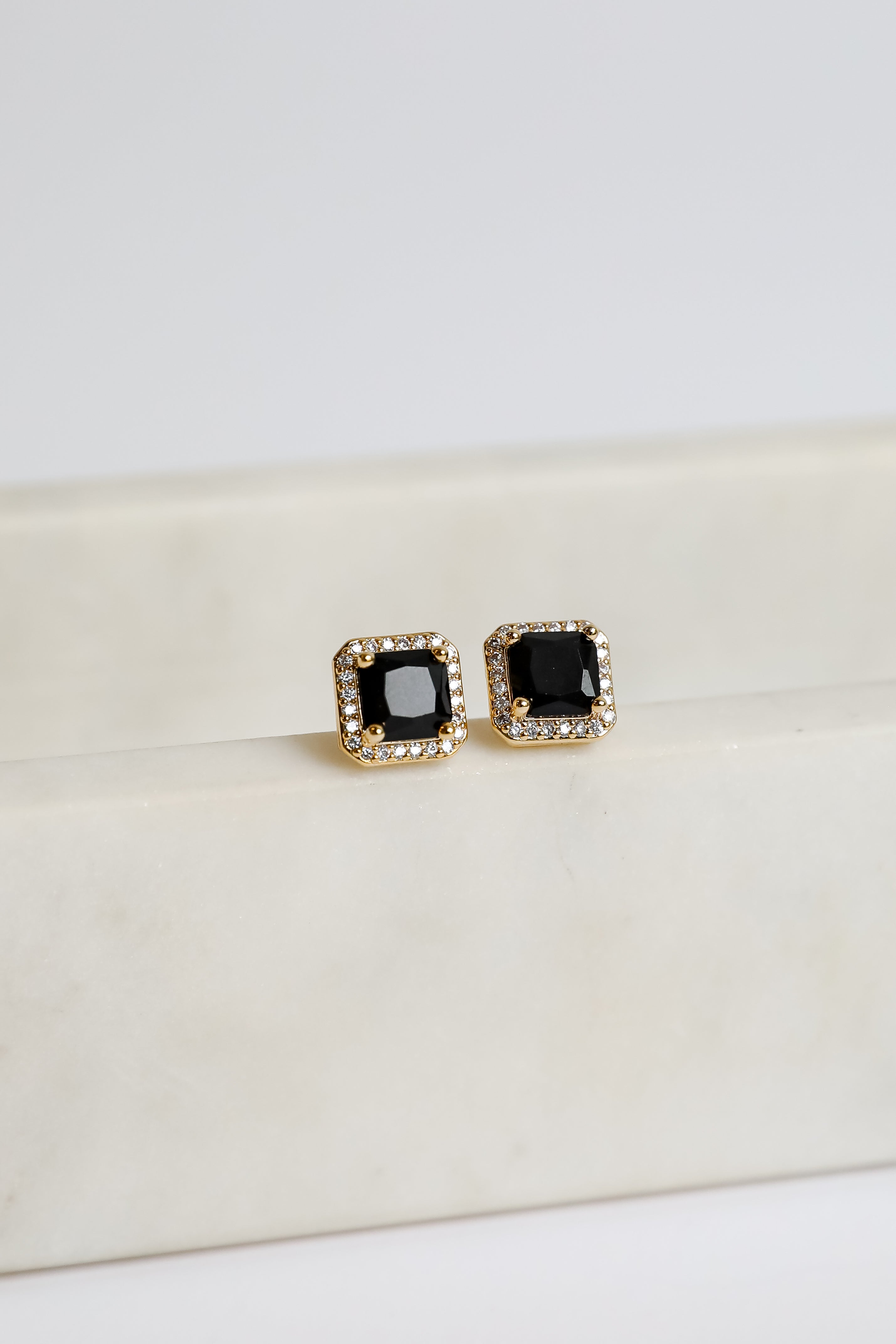 Sutton Black Gemstone Stud Earrings