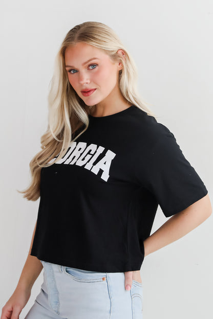 Black Georgia Block Letter Cropped Tee