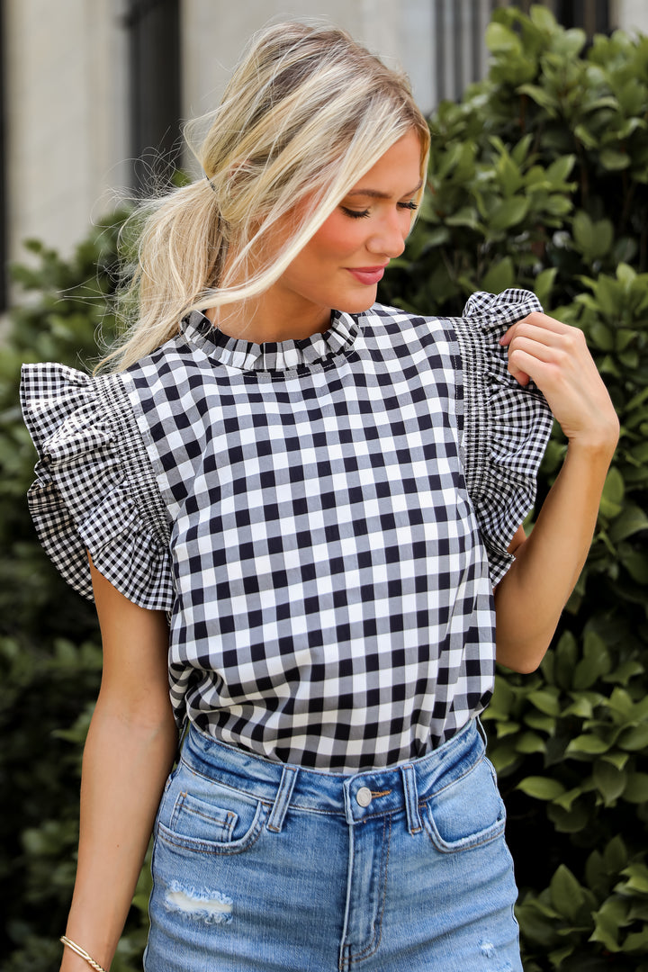 Truly Romanticized Black Gingham Blouse