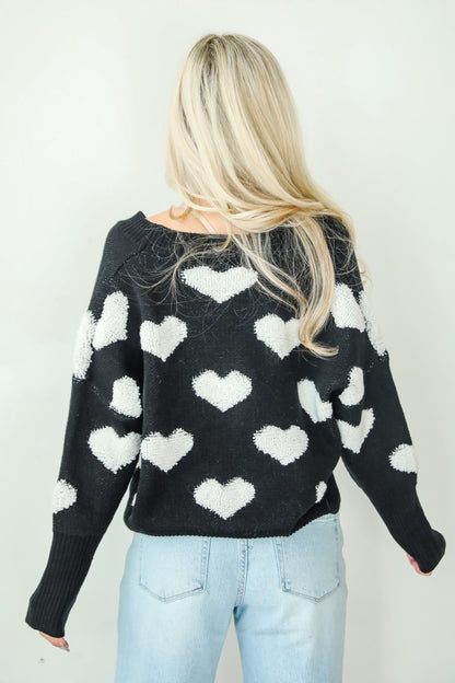 Incredibly Darling Black Heart Sweater Cardigan