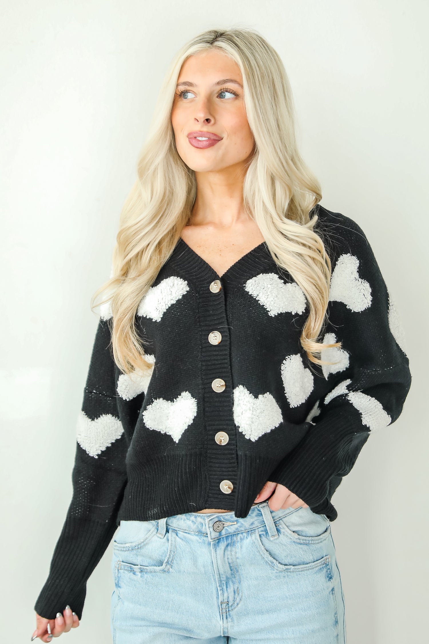 Incredibly Darling Black Heart Sweater Cardigan