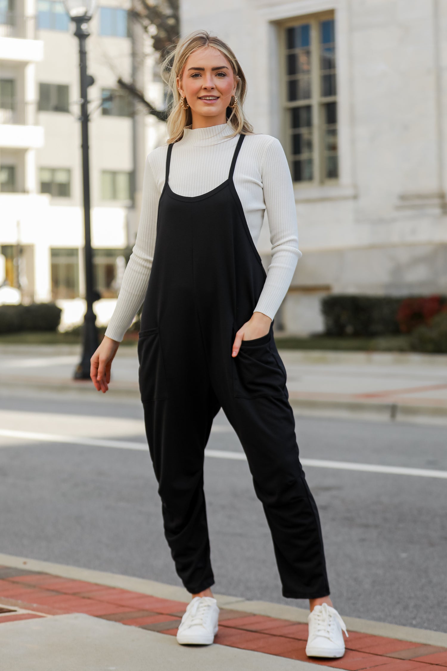 drop crotch Black Jumpsuit