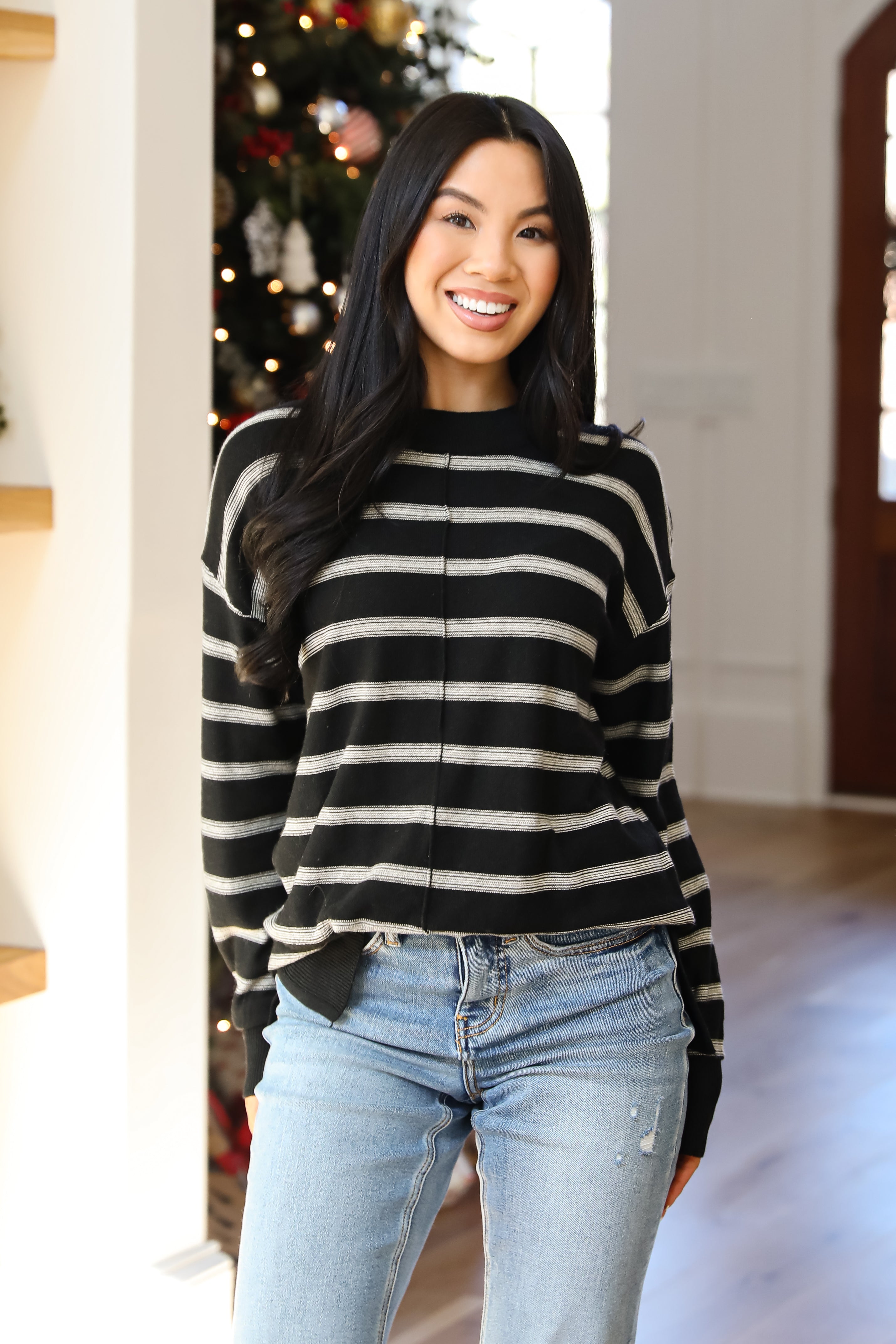 Adorable Simplicity Striped Lightweight Knit Sweater