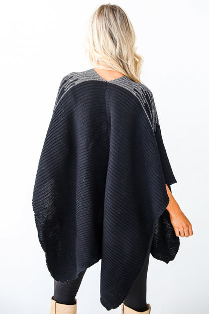 Luxe Intention Black Metallic Knit Shawl