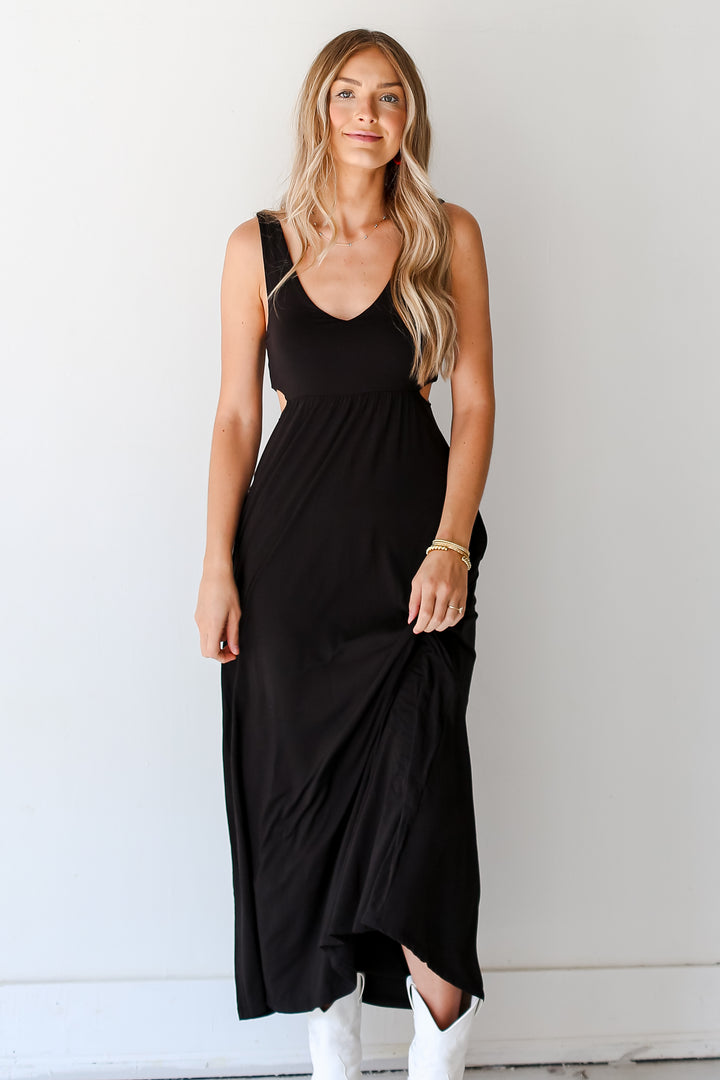 black Cutout Maxi Dress front view