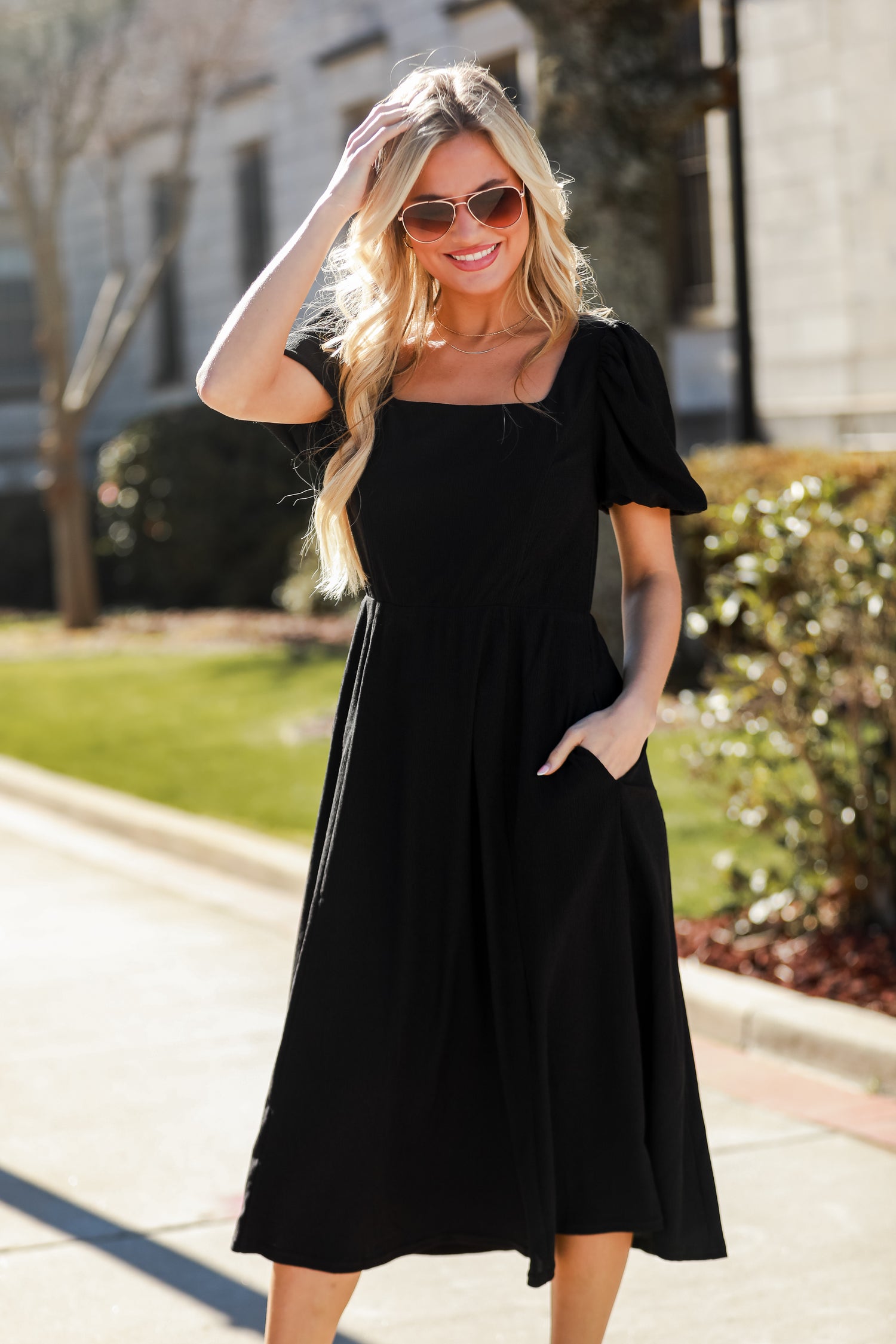 black dresses for women,Black Midi Dress, You&