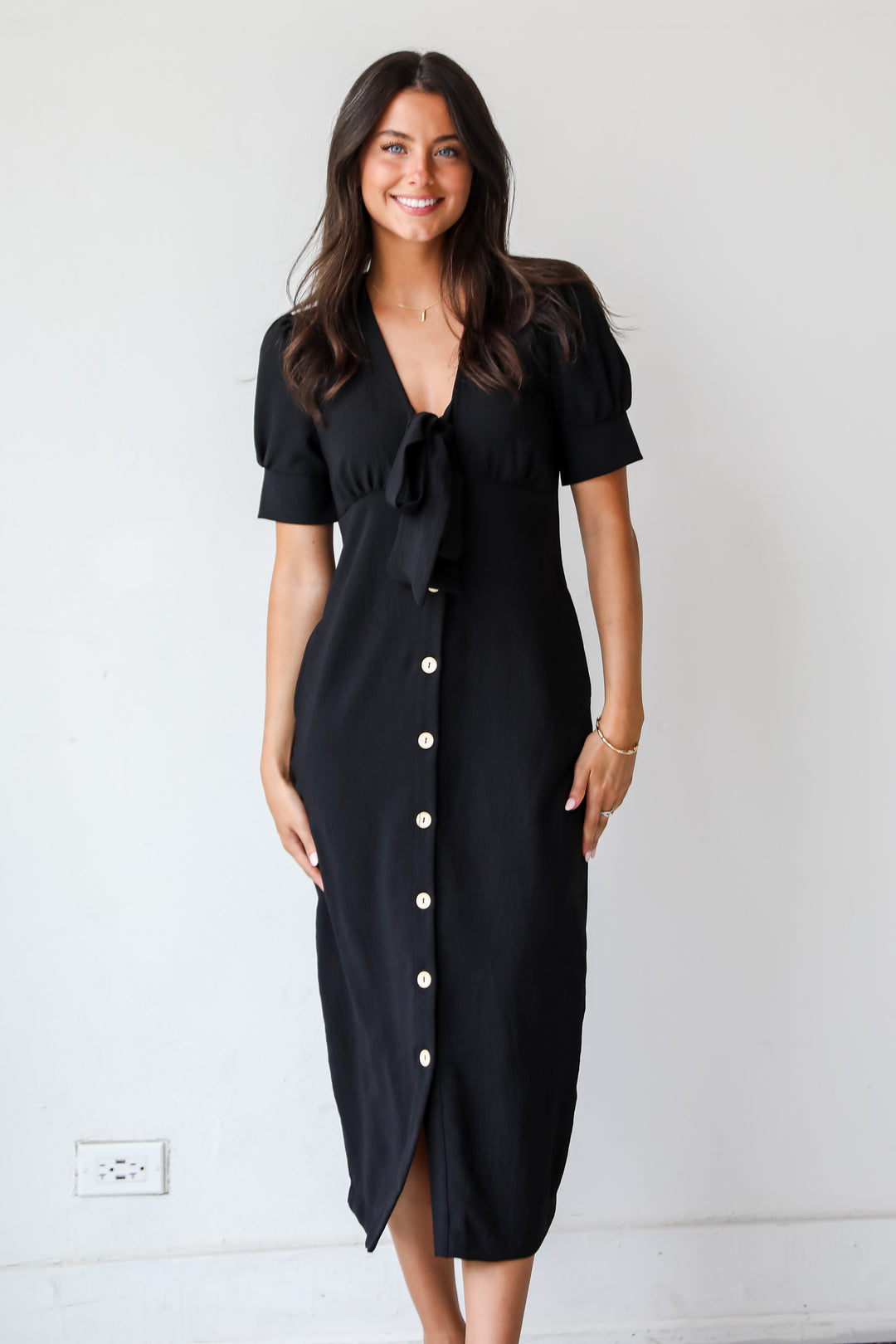 Sweet Perception Black Midi Dress