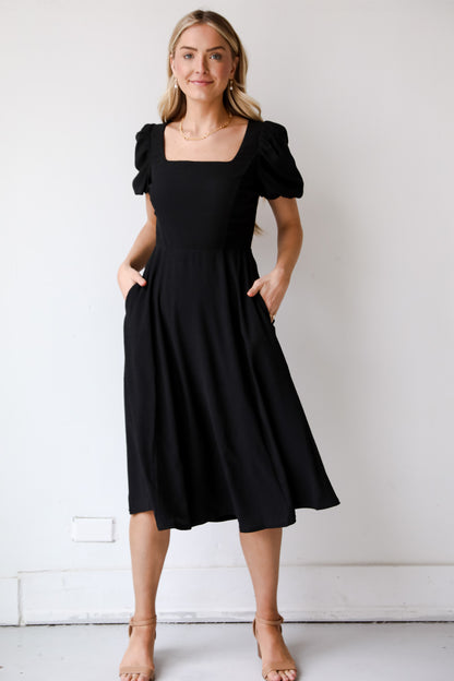 womens black dresses, Black Midi Dress, You&