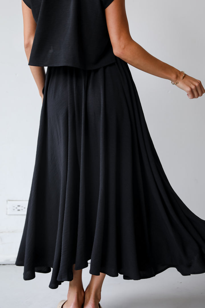 Effortless Escape Black Maxi Skirt