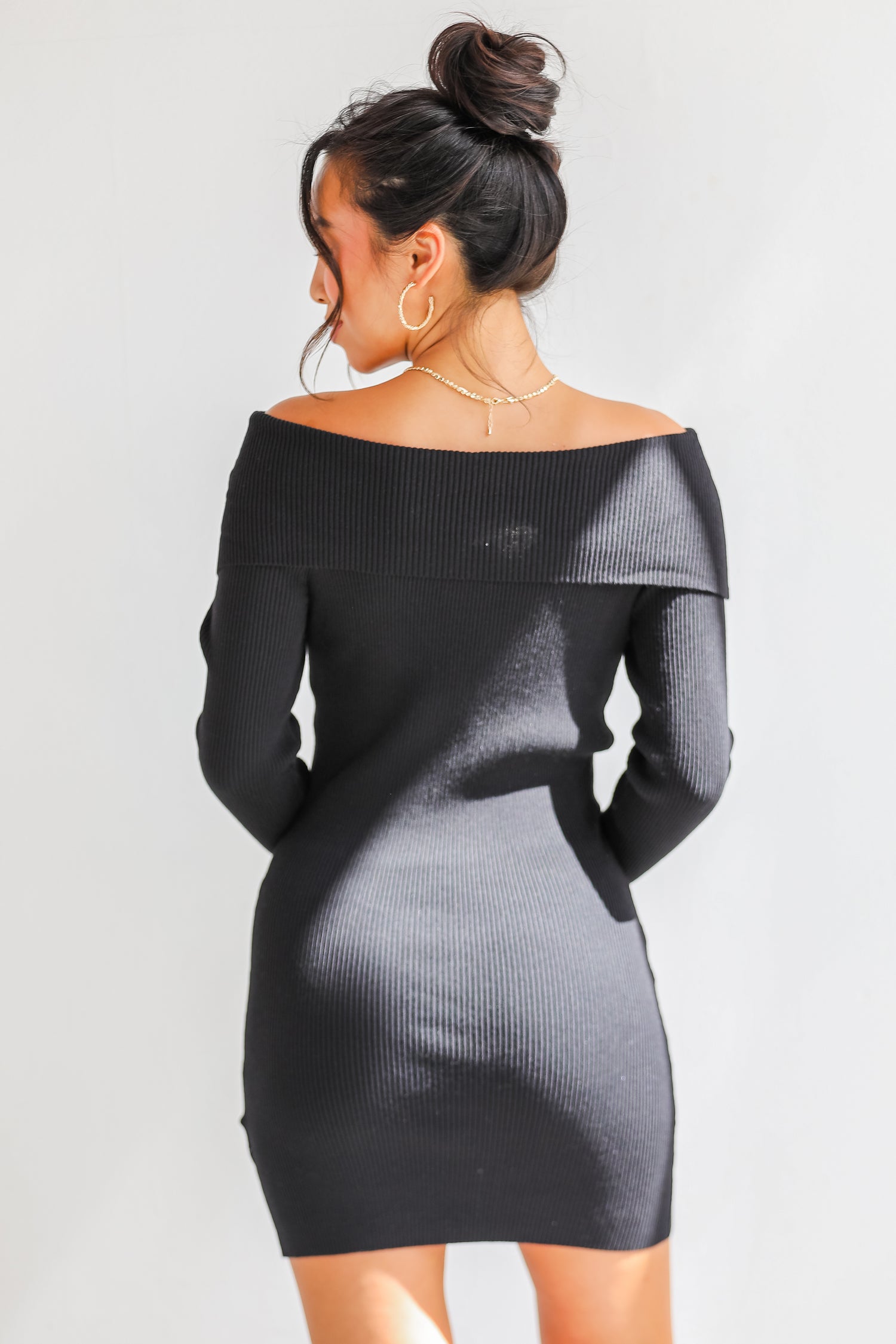 Touchdown Season Off-The-Shoulder Mini Sweater Dress