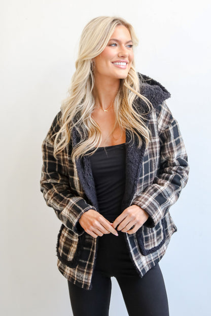 Perfected Comfort Reversible Sherpa Plaid Jacket