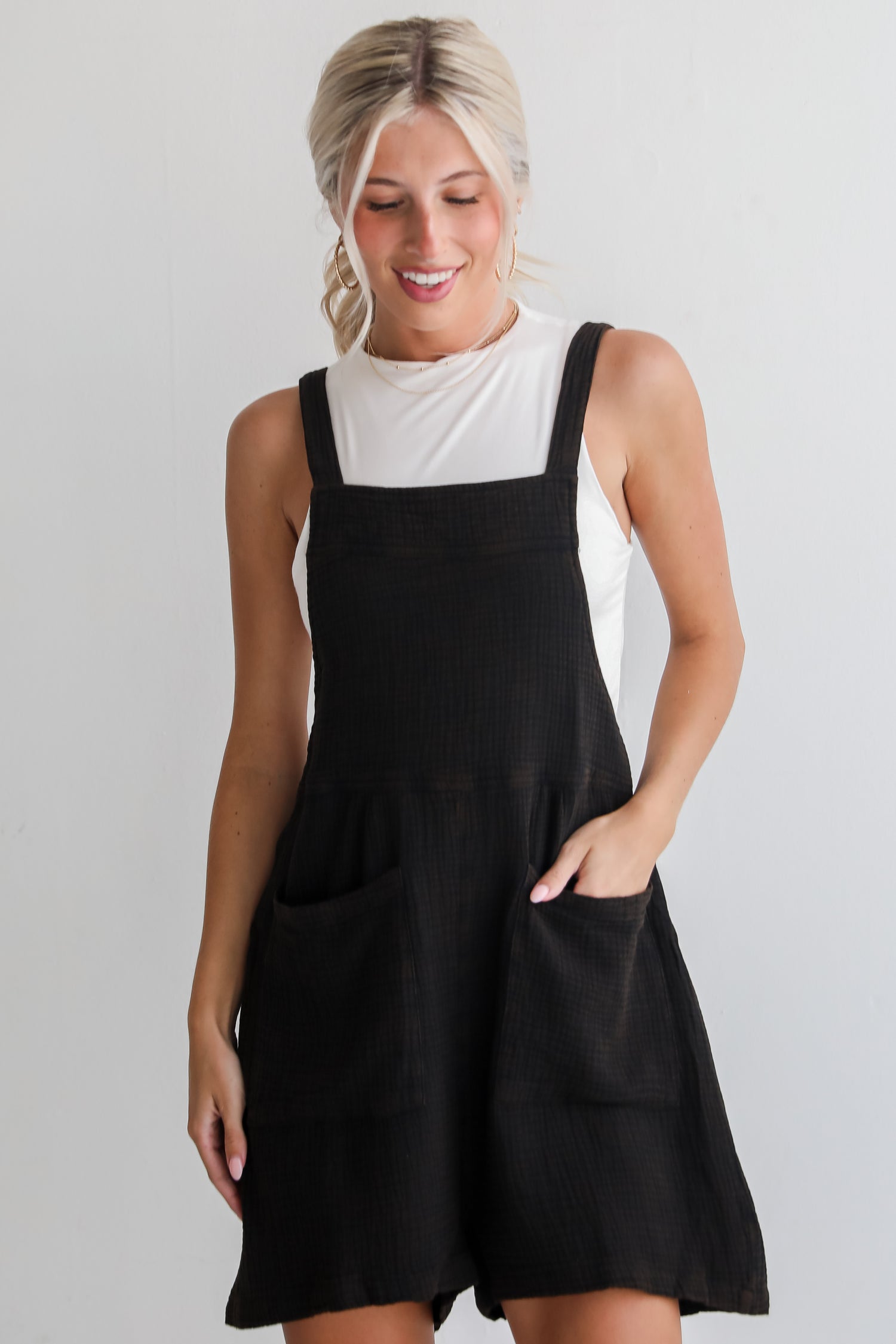 Desired Impression Black Linen Romper