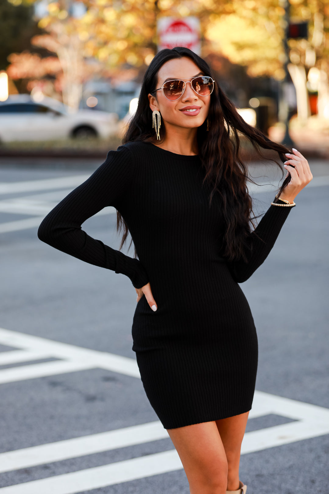 black sweater dress