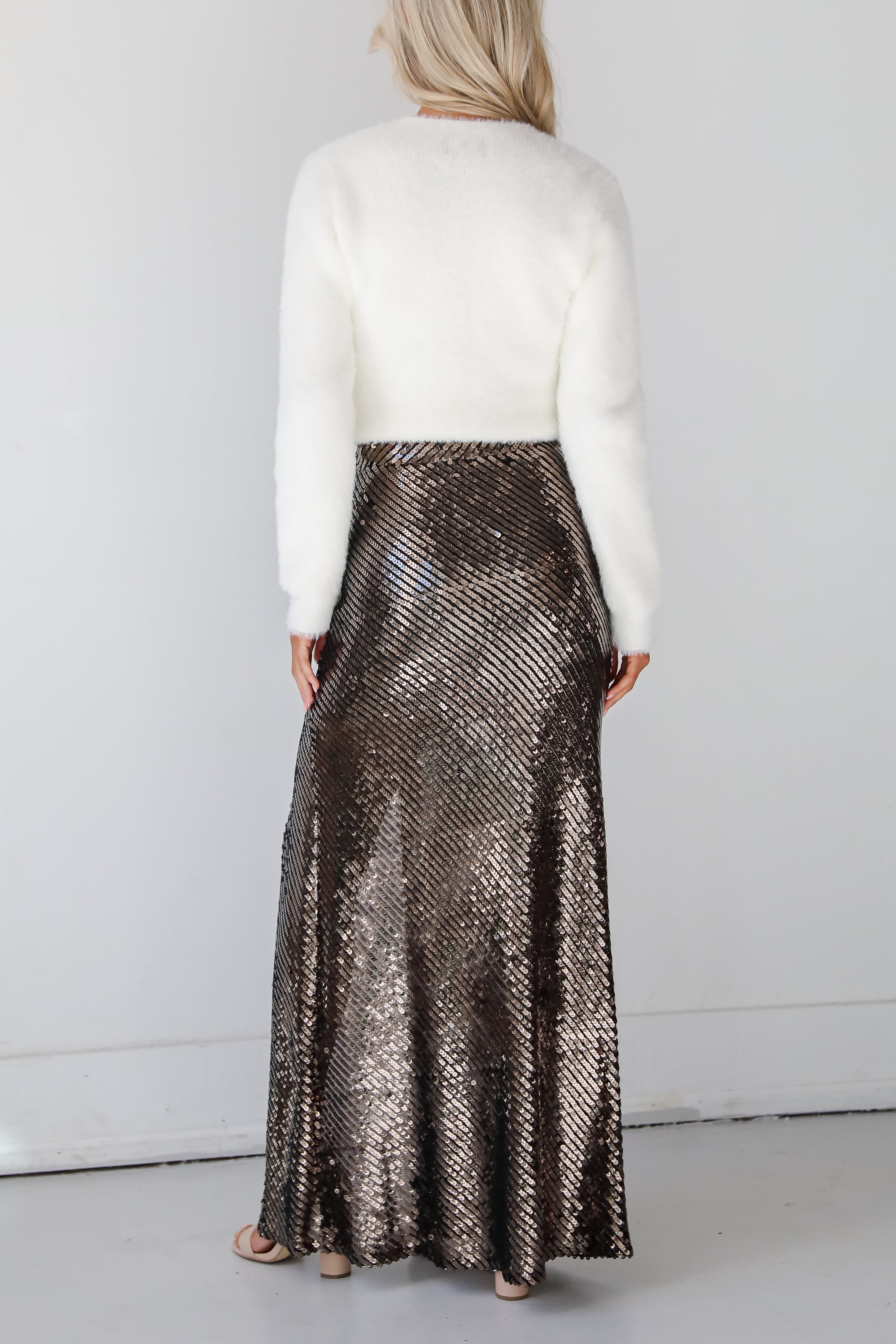 Precise Radiance Black Sequin Maxi Skirt