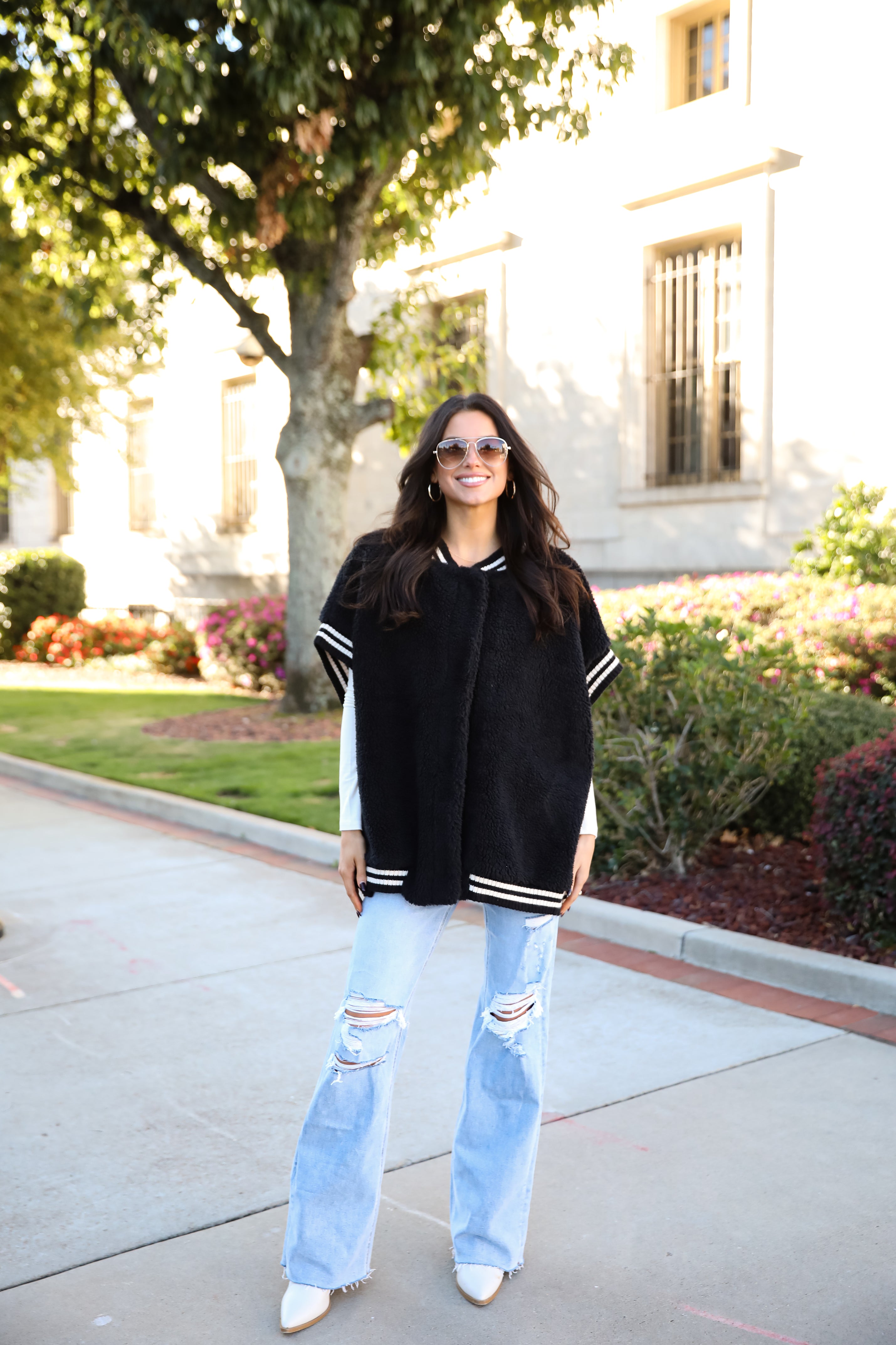 Seasonal Snuggles Black Oversized Sherpa Vest